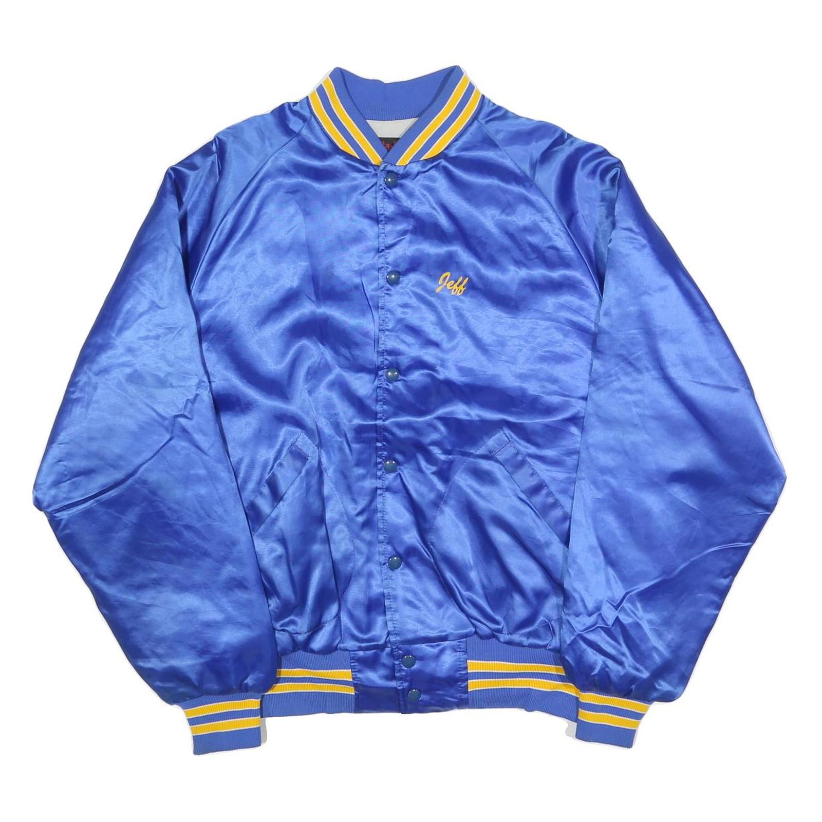DUNBROOKE Mens Blue Yellow Baseball Board Member Jacket XL Polyester Satin Refurbished - N/A refurbished available on Cerqular