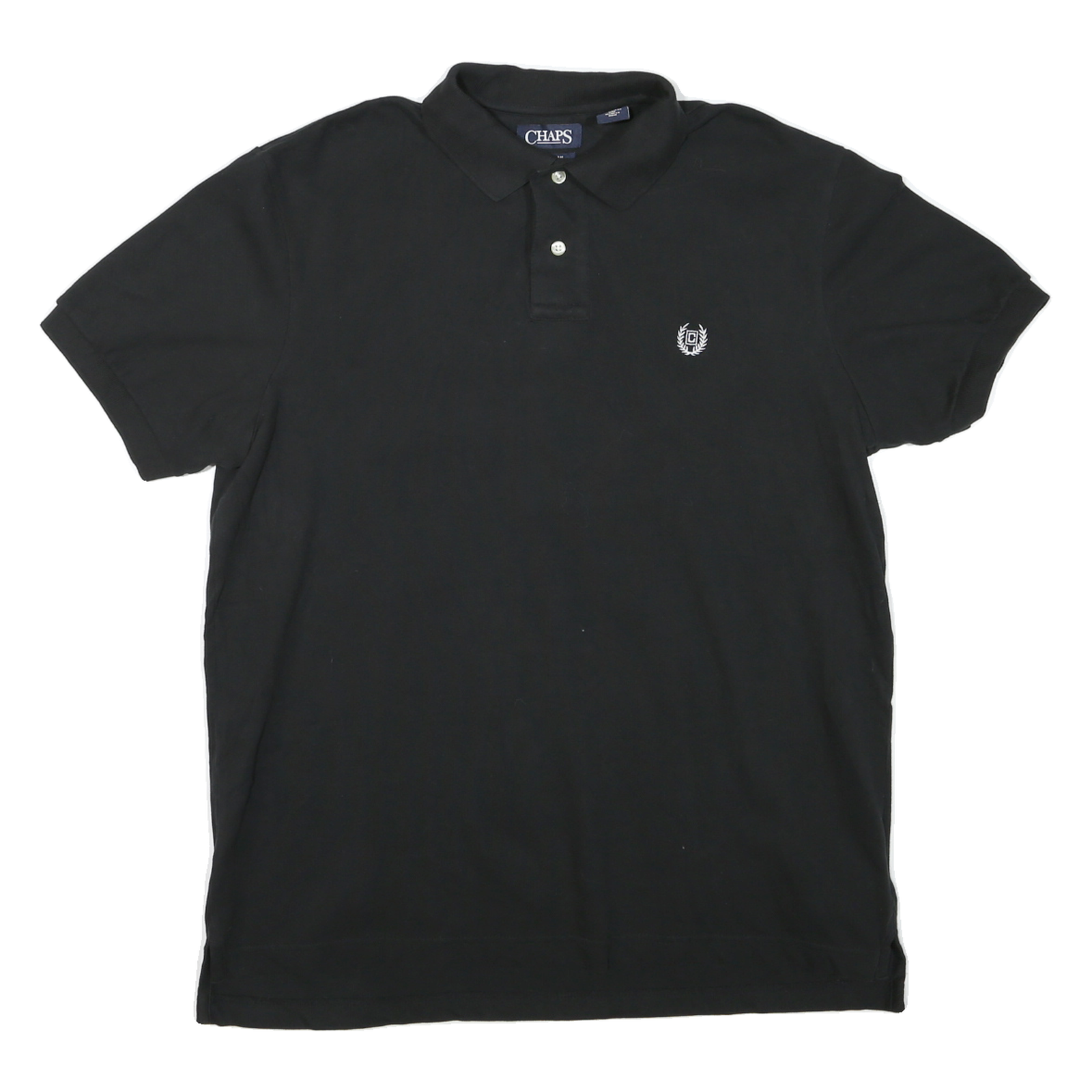 CHAPS Mens Black Short Sleeve Plain L Polo Shirt Cotton Blend Classic Fit Refurbished - N/A refurbished available on Cerqular