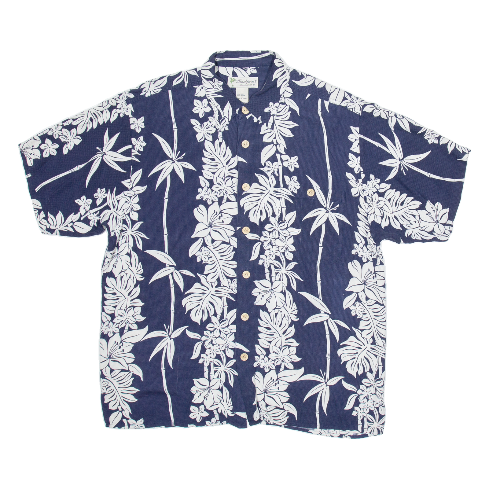 BLACKPOINT Mens Hawaiian Shirt Blue Silk Floral M Refurbished - N/A refurbished available on Cerqular
