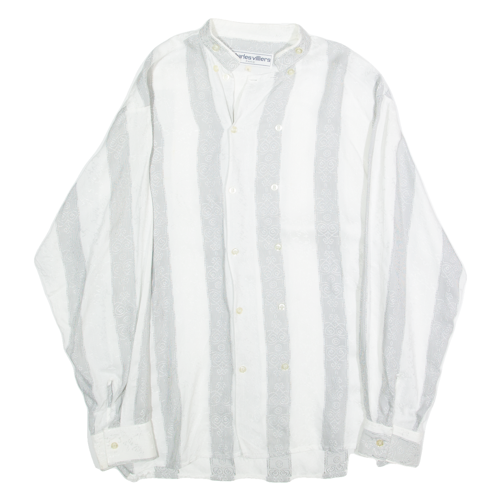 CHARLES VILLIERS Womens Printed Shirt White Long Sleeve Striped XL Refurbished - N/A refurbished available on Cerqular