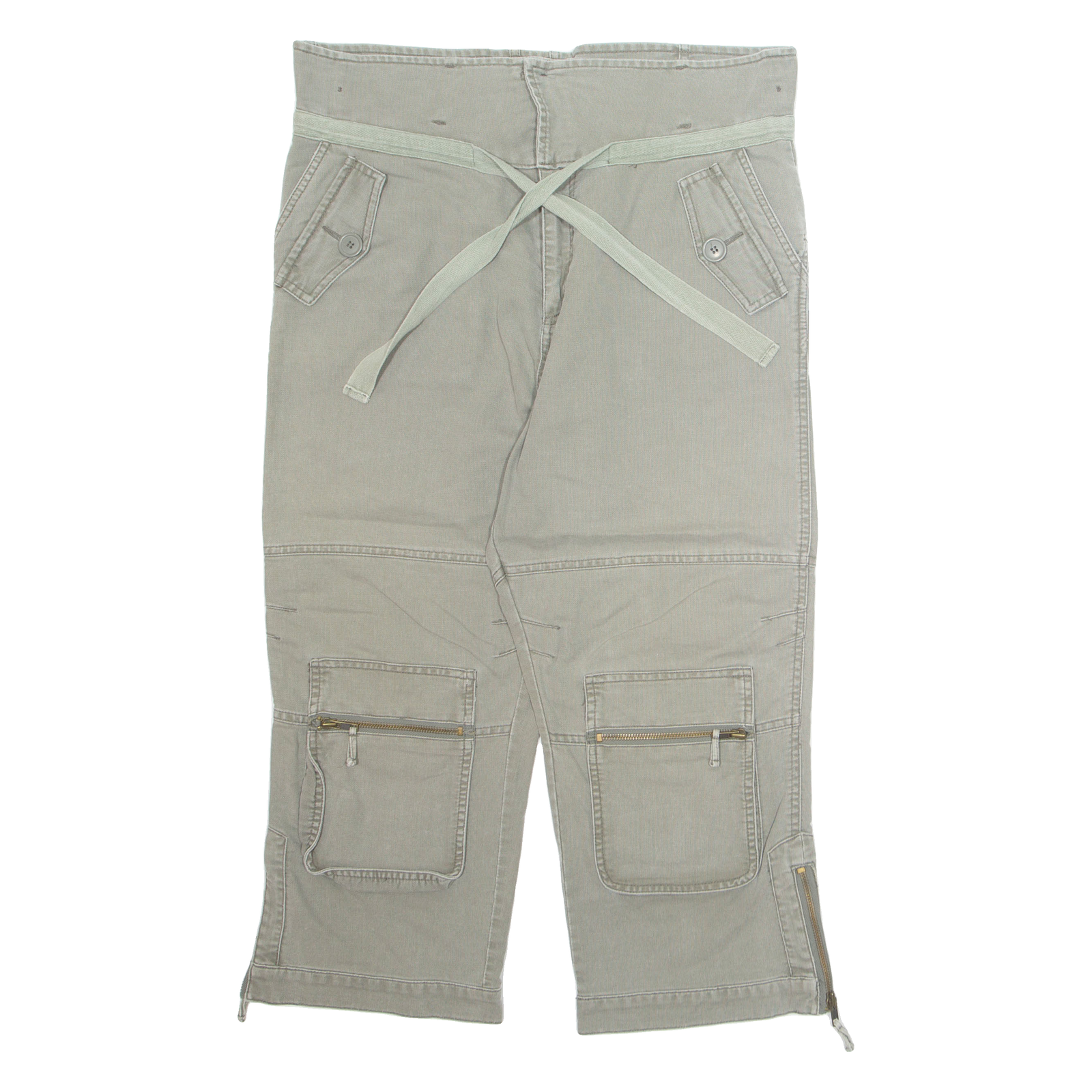 AUTHENTIC 3/4 Cargo Mens Trousers Green Loose Wide-Leg W34 L24 Refurbished - N/A refurbished available on Cerqular