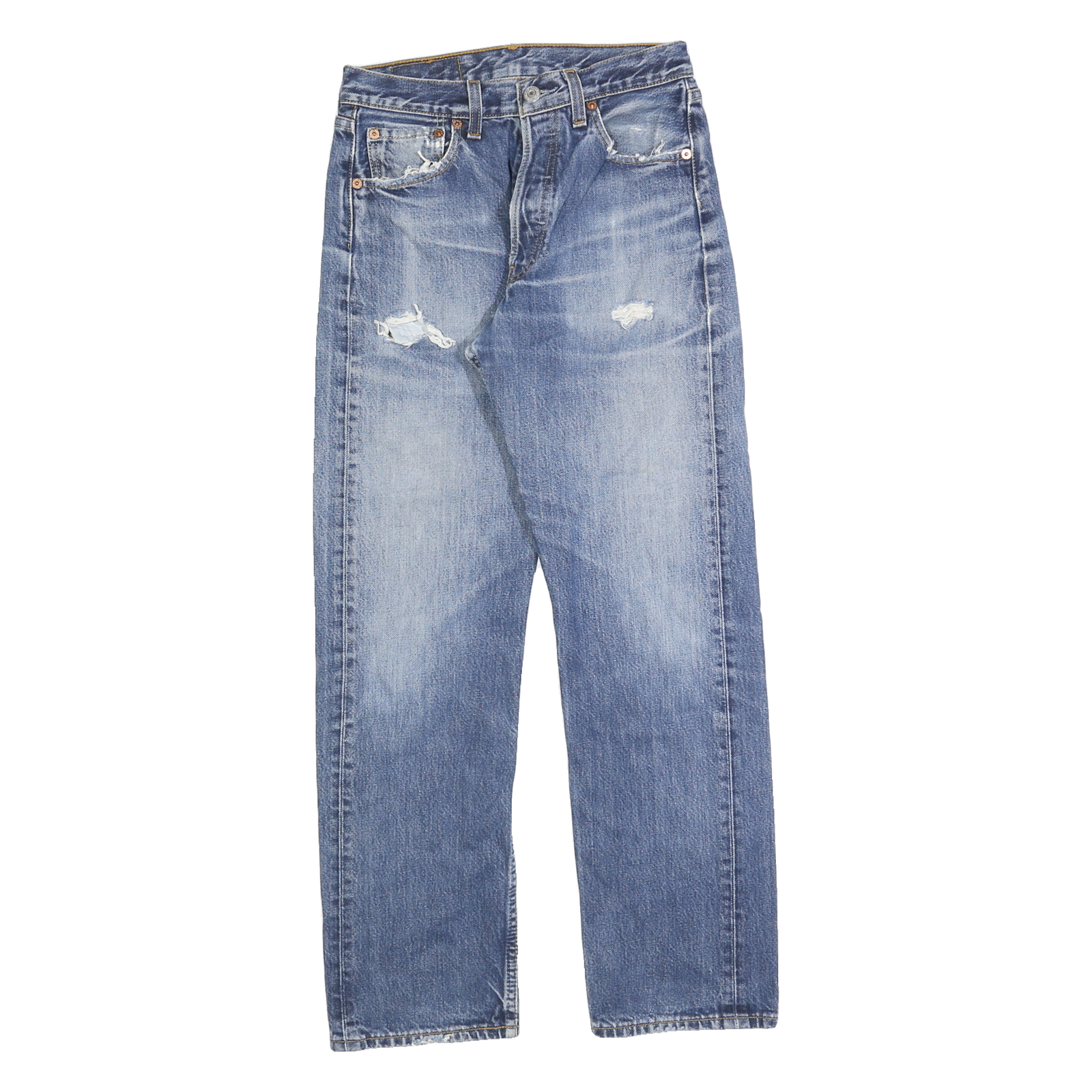 LEVI'S Mens Regular Fit Blue Denim Jeans W26 L28 Distressed Button Closure Refurbished - N/A refurbished available on Cerqular