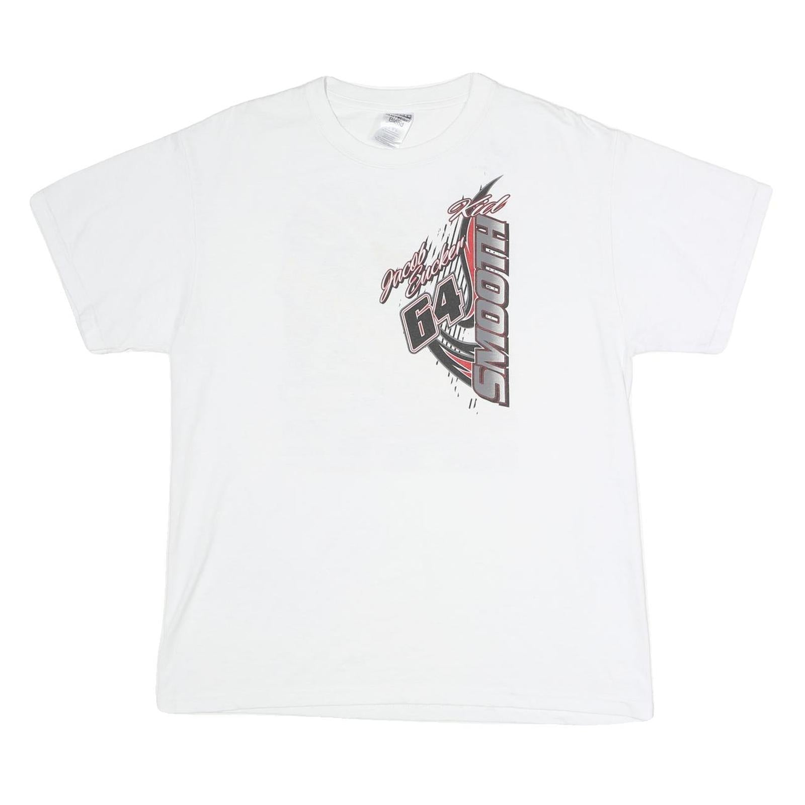 JERZEES Mens White Jacob Eucker Signed Graphic Racing T-Shirt L Short Sleeve Refurbished - N/A refurbished available on Cerqular