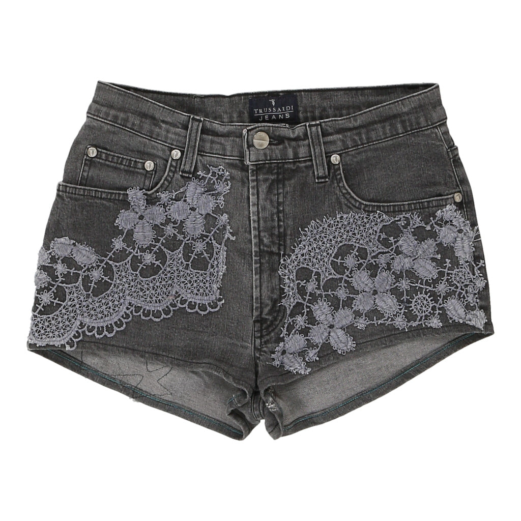 Trussardi Lace Denim Shorts - 27W UK 8 Grey Cotton | Size: UK 8 Refurbished - N/A (Preloved Designer is not a specific brand, it refurbished available on Cerqular