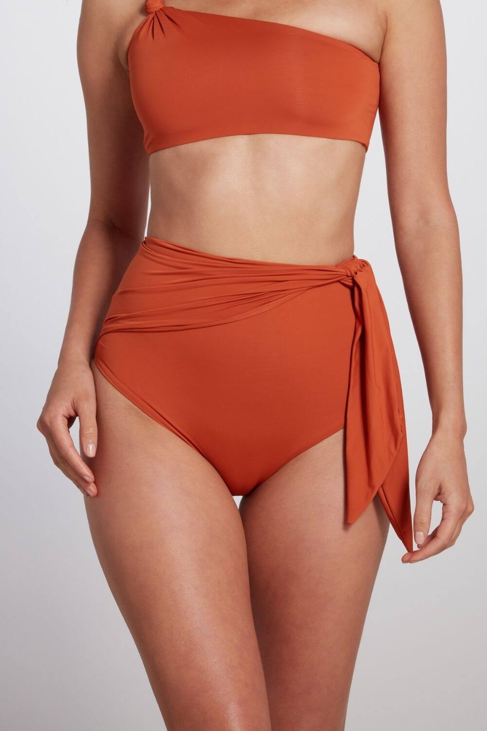 Elle High Waist Bikini Bottom with Sash - Pumpkin | Size: Small Refurbished - Sauipe Swim refurbished available on Cerqular