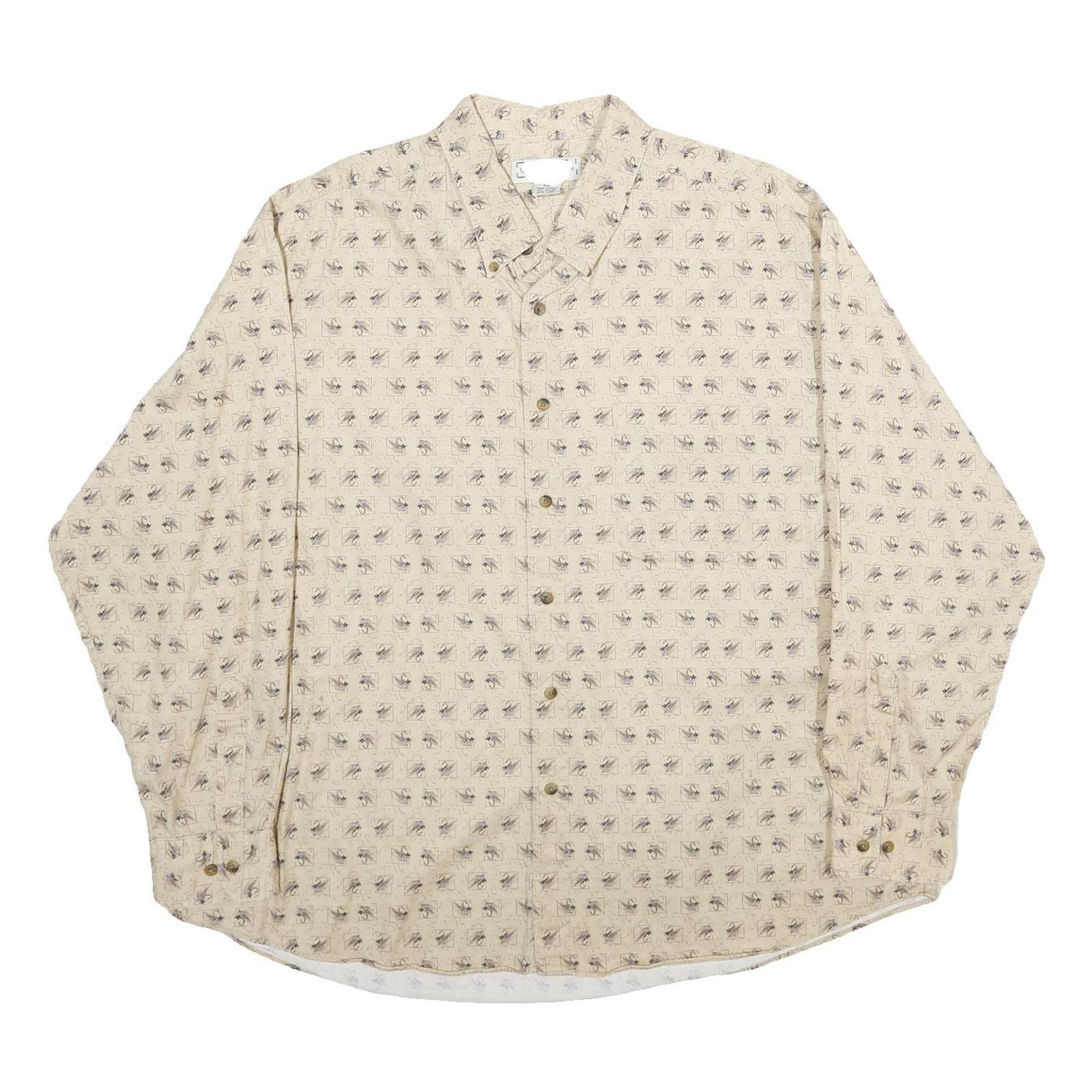 CROSSINGS Mens Beige & Brown Printed Cotton Shirt 2XL Casual Long Sleeve Refurbished - N/A refurbished available on Cerqular