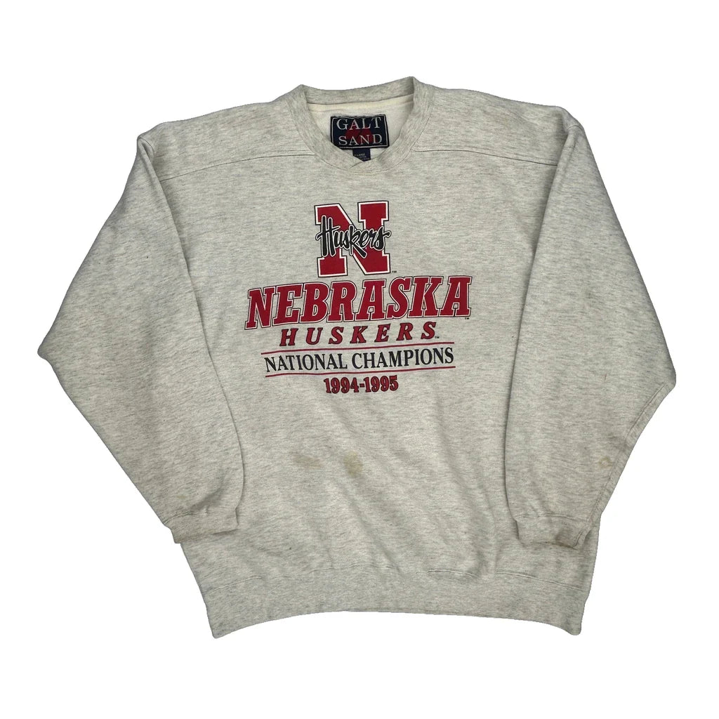 Nebraska Huskers Galt Sand College Sweatshirt - XL Grey Cotton Blend Refurbished - Thrifted (note: this is a term often used to describe second- refurbished available on Cerqular
