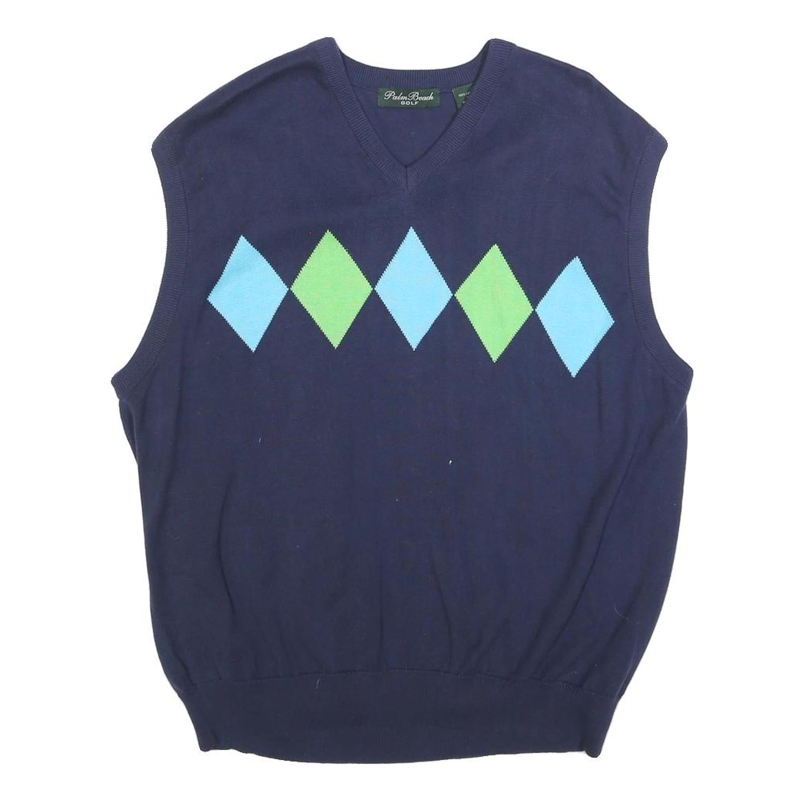 Buy PALM BEACH Mens Navy Blue & Green Patterned Cotton Sleeveless V-Neck Jumper L Refurbished - $18.19 PALM BEACH Mens Navy Blue & Green Patterned Cotton Sleeveless V-Neck Jumper L Refurbished - N/A refurbished available on Cerqular