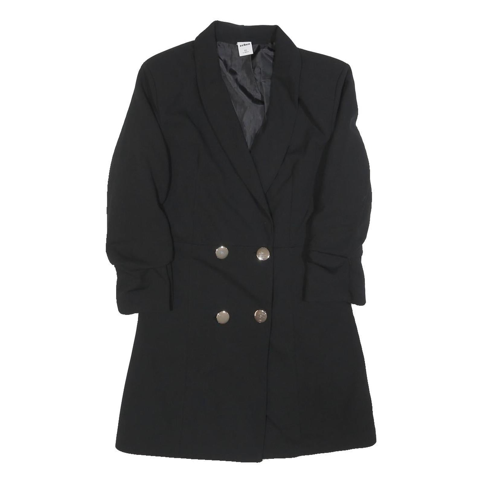 ZEBRA Womens Black Button Jacket XS Polyester Blend Double Breasted Long Sleeve Refurbished - N/A refurbished available on Cerqular