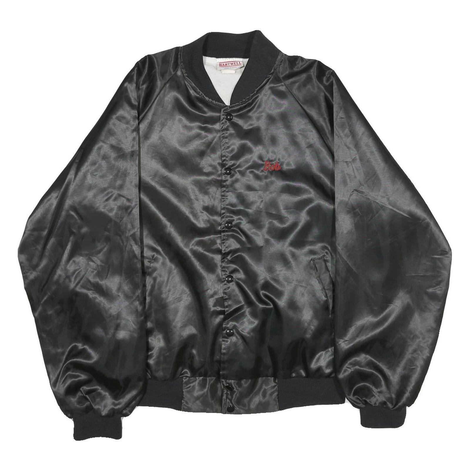 HARTWELL Mens Black Nylon Bomber Jacket L Satin Finish Embroidered Back Logo Refurbished - N/A refurbished available on Cerqular