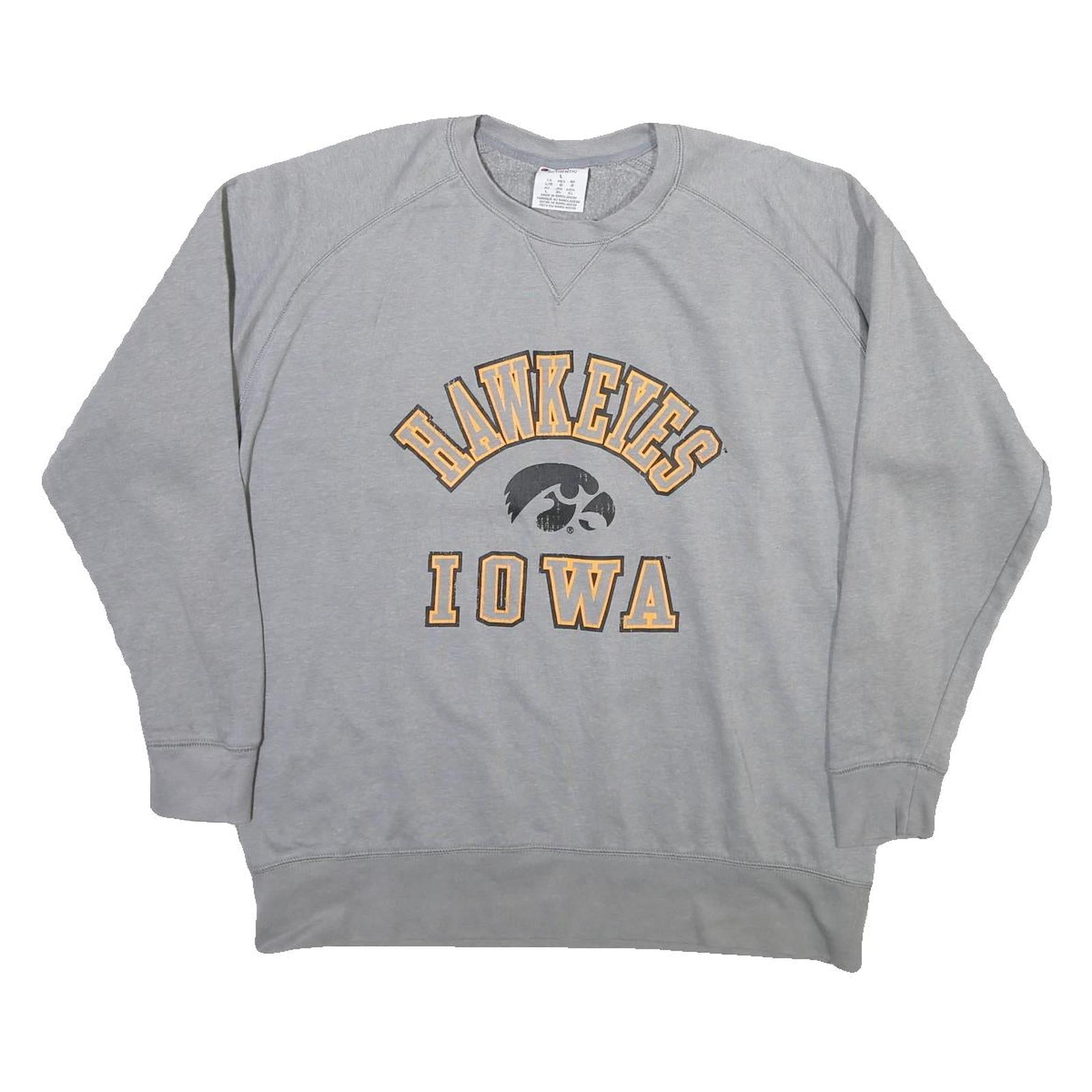CHAMPION Mens Grey Iowa Hawkeyes Crew Neck L Sweatshirt Cotton Blend Casual Refurbished - N/A refurbished available on Cerqular