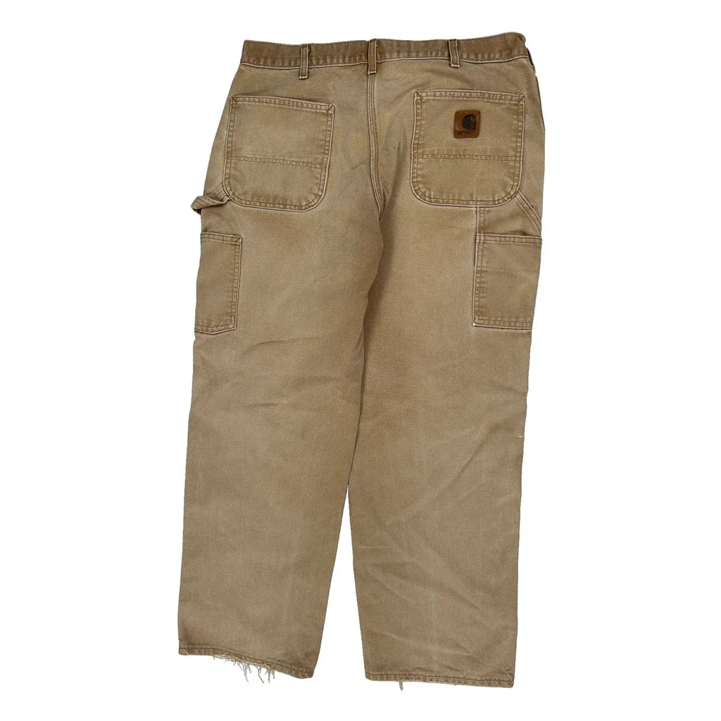 Carhartt Carpenter Trousers - 35W 30L Beige Cotton Refurbished - Thrifted (note: this is a term often used to describe second- refurbished available on Cerqular