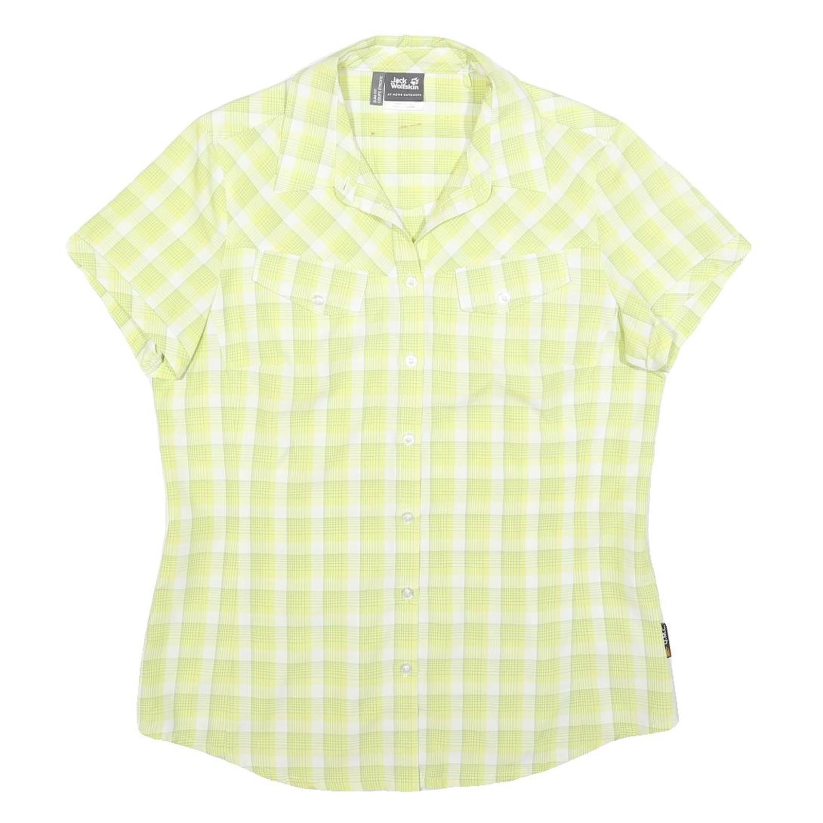 JACK WOLFSKIN Womens Green & White Check Shirt UK 16 Lightweight Outdoor Casual Refurbished - N/A refurbished available on Cerqular