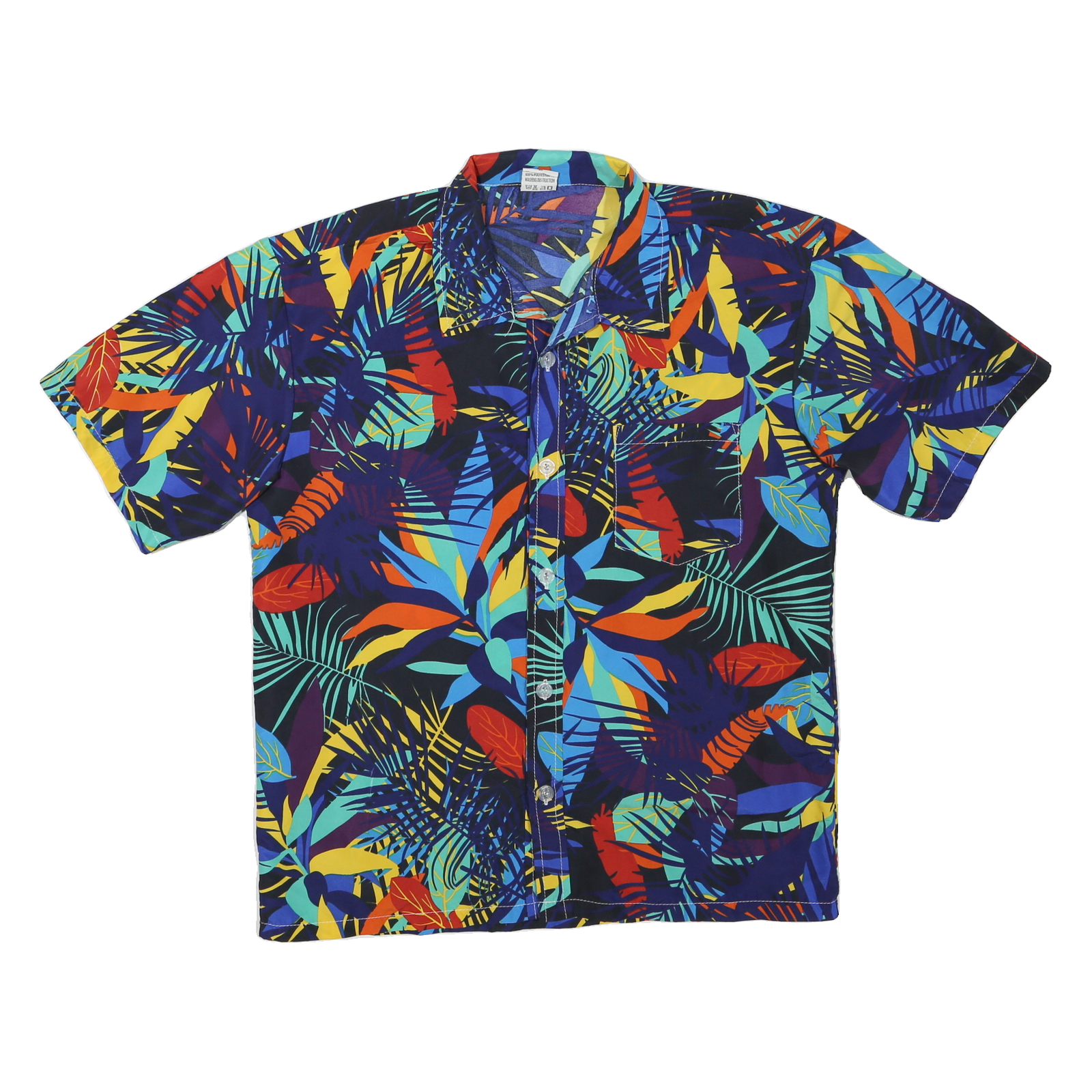 Mens Black & Multicolour Pattern Short Sleeve Shirt XL Polyester Casual Summer Refurbished - N/A refurbished available on Cerqular