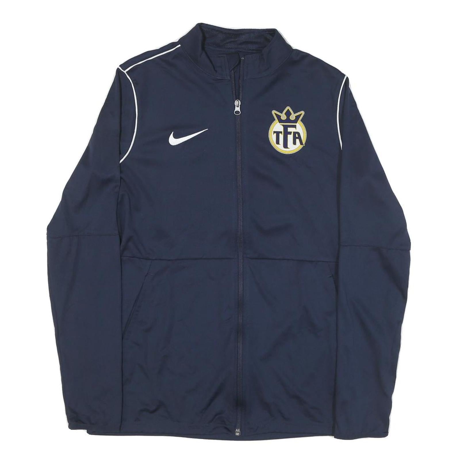 NIKE Womens Navy Blue Sports Zip Jacket M Polyester Blend Plain Fitness Refurbished - N/A refurbished available on Cerqular