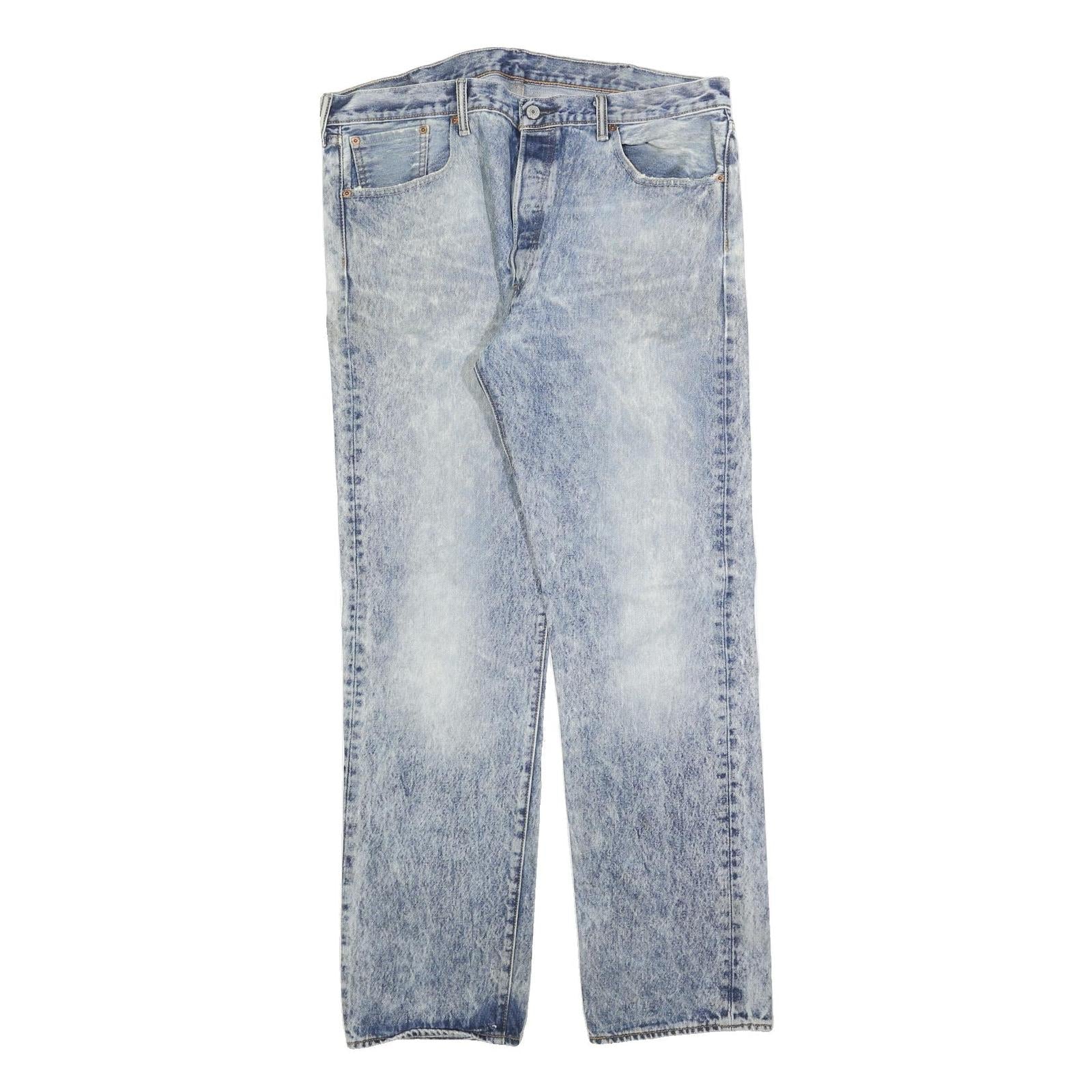 LEVI'S 501 Mens Jeans Blue Regular Straight Denim Light W38 L34 Button Closure Refurbished - N/A refurbished available on Cerqular