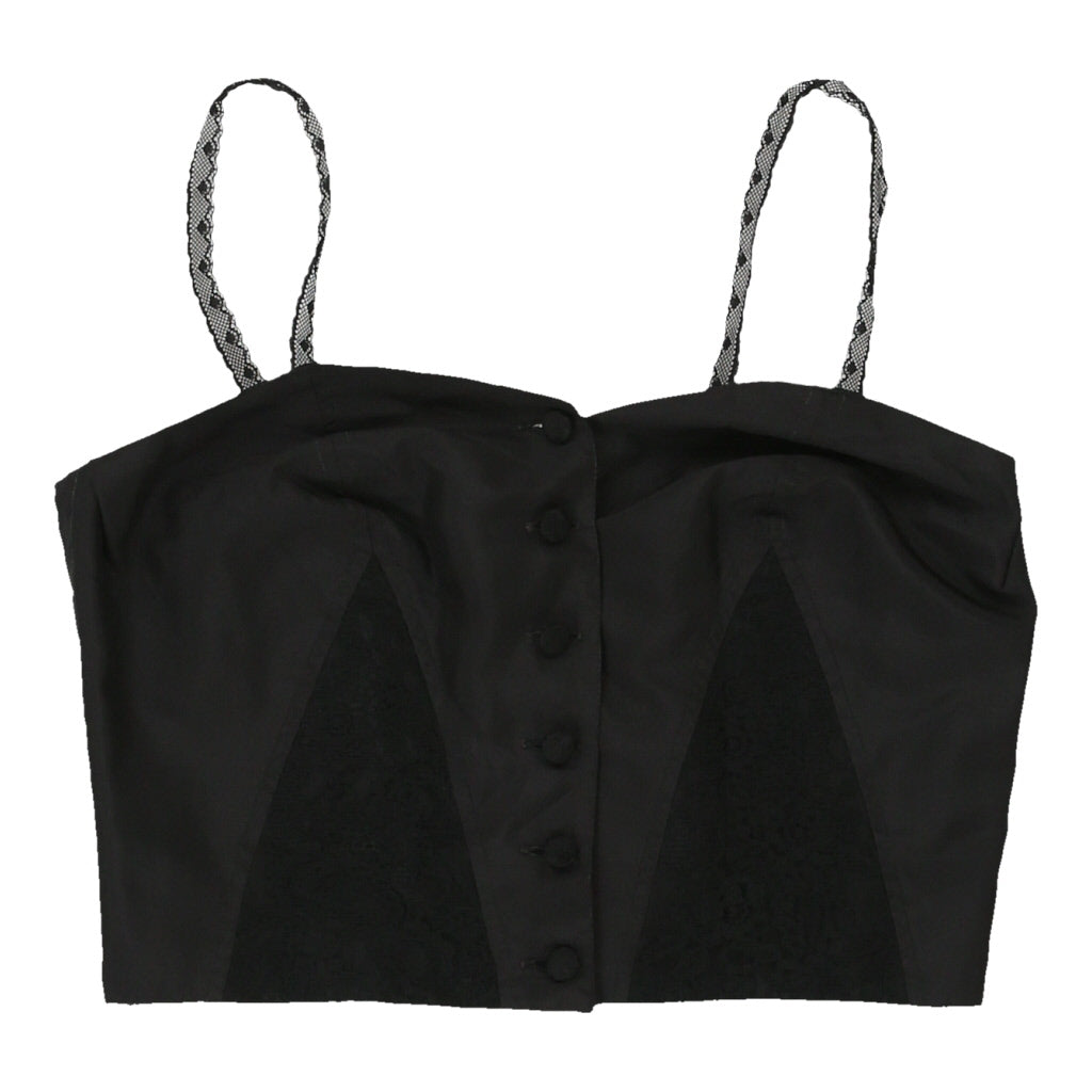 Y2K Unbranded Cropped Cami Top - Medium Black Polyester Refurbished - Thrifted (note: this is a term often used to describe second- refurbished available on Cerqular