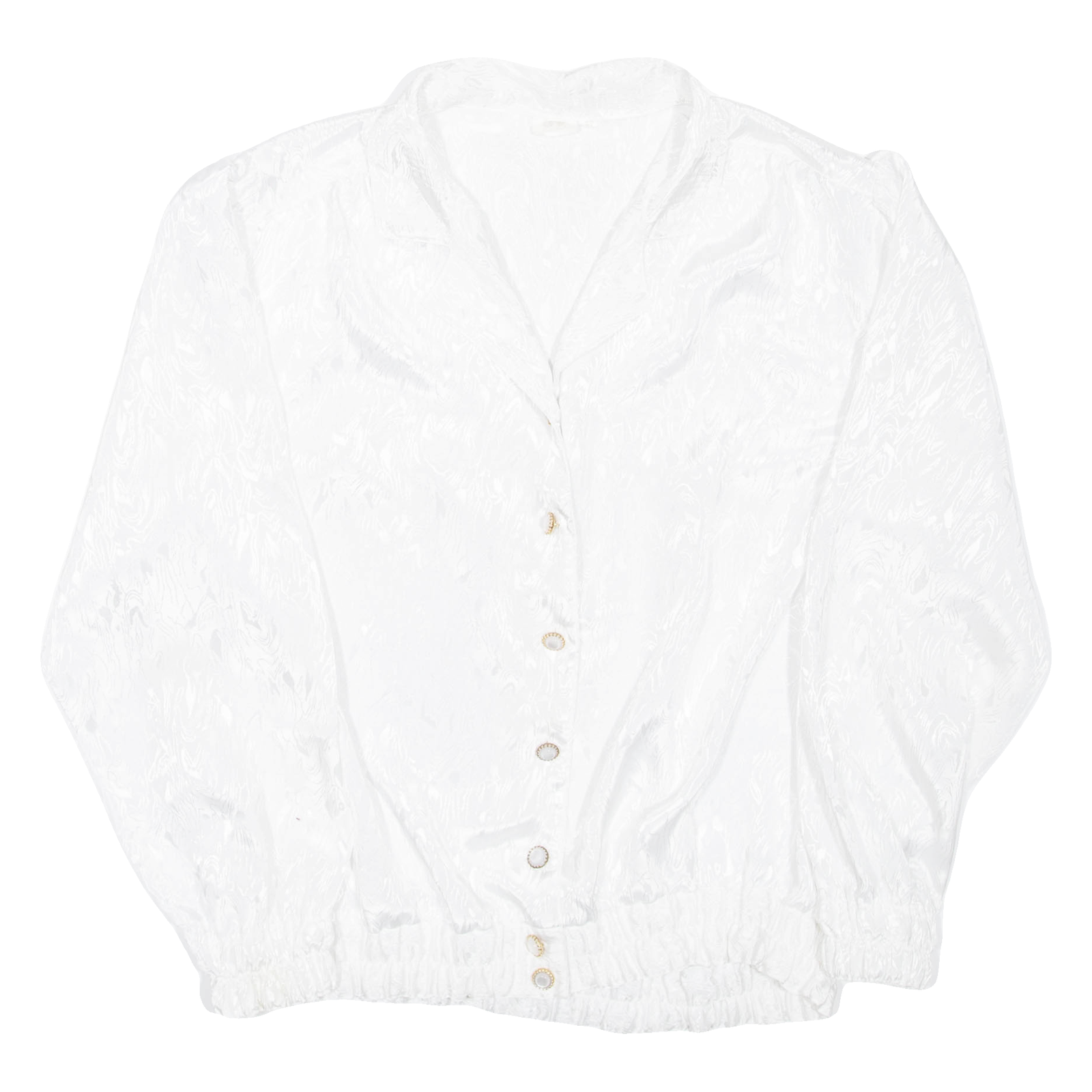 Womens Printed Blouse White Collared Long Sleeve L Refurbished - N/A refurbished available on Cerqular