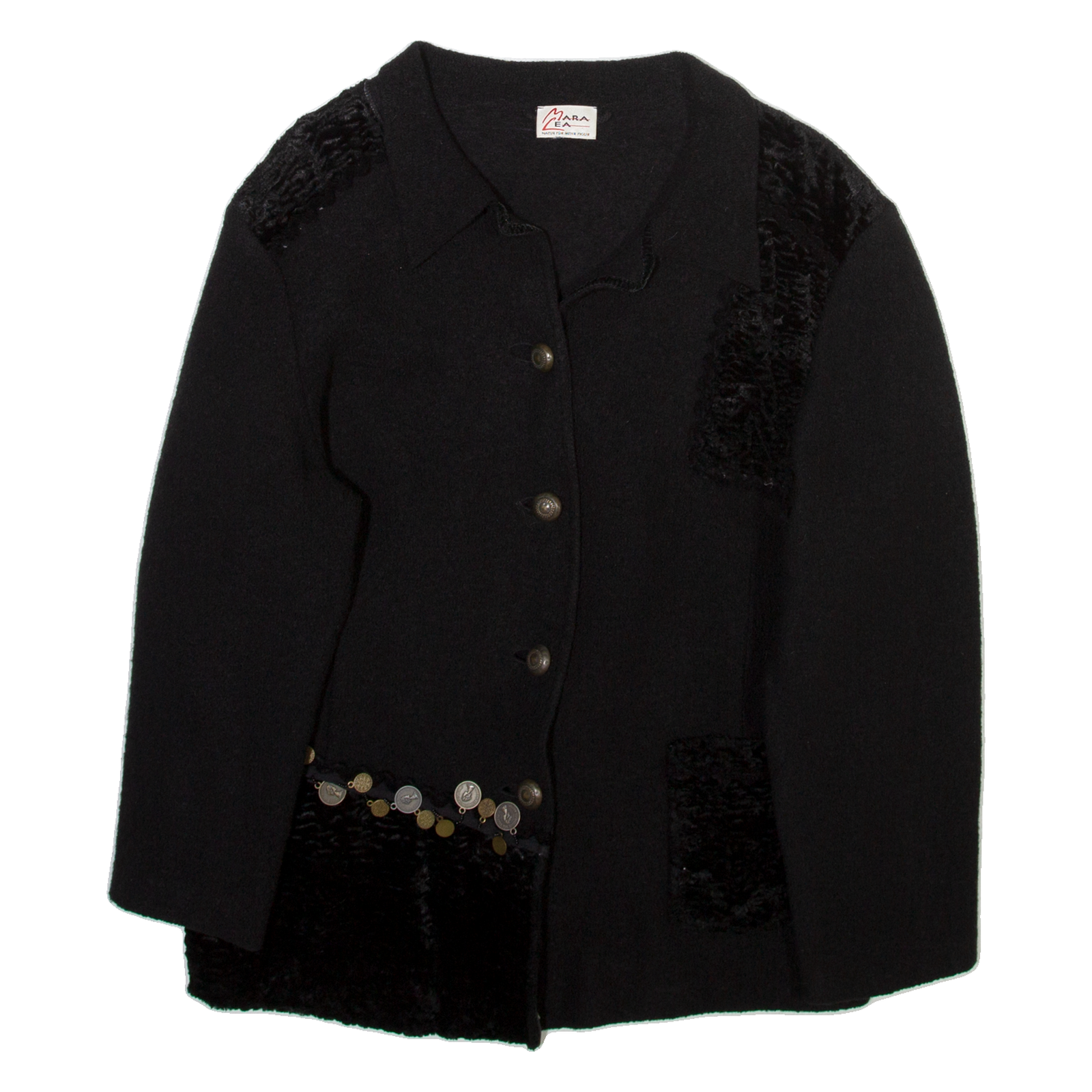 MARA LEA Womens Overcoat Jacket Black Wool S Refurbished - N/A refurbished available on Cerqular
