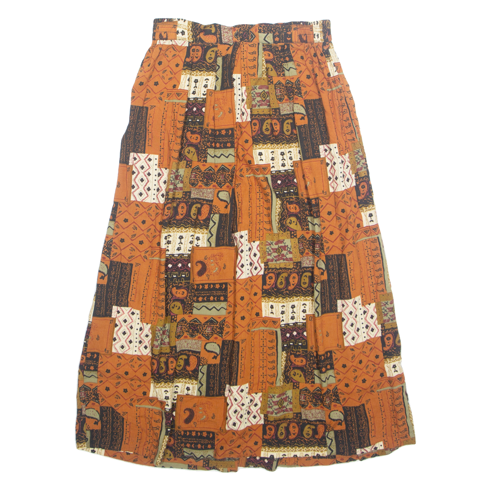 KB LAURENCE Womens A-Line Skirt Brown Midi 90s Paisley UK 8 Refurbished - N/A refurbished available on Cerqular