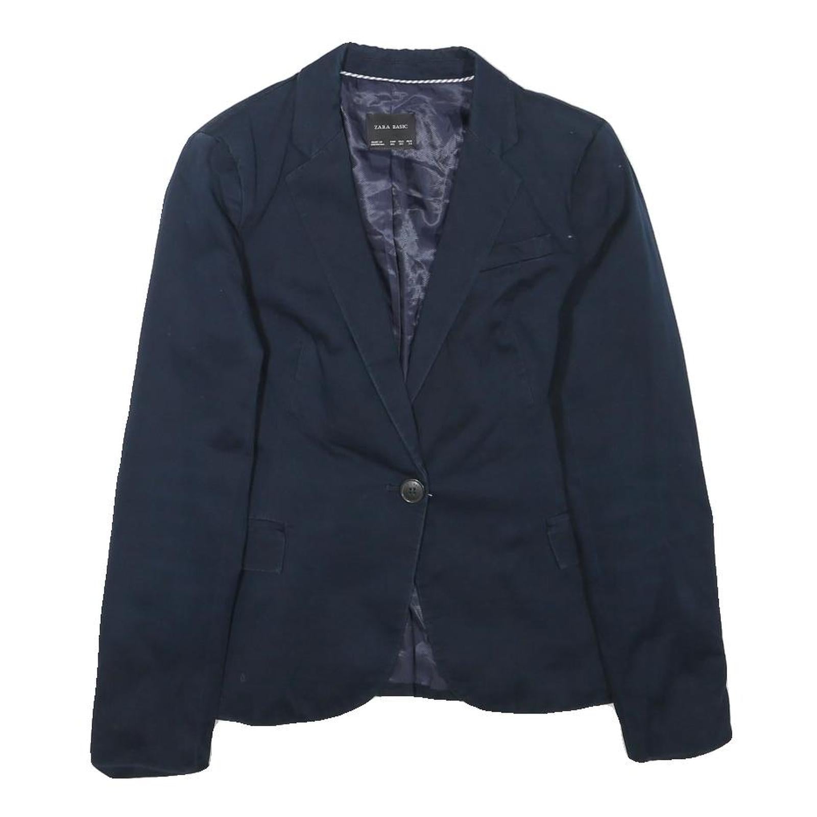 Buy ZARA Womens Navy Blue Basic Blazer Jacket XS Cotton Blend Button Closure Refurbished - $41.59 ZARA Womens Navy Blue Basic Blazer Jacket XS Cotton Blend Button Closure Refurbished - N/A refurbished available on Cerqular