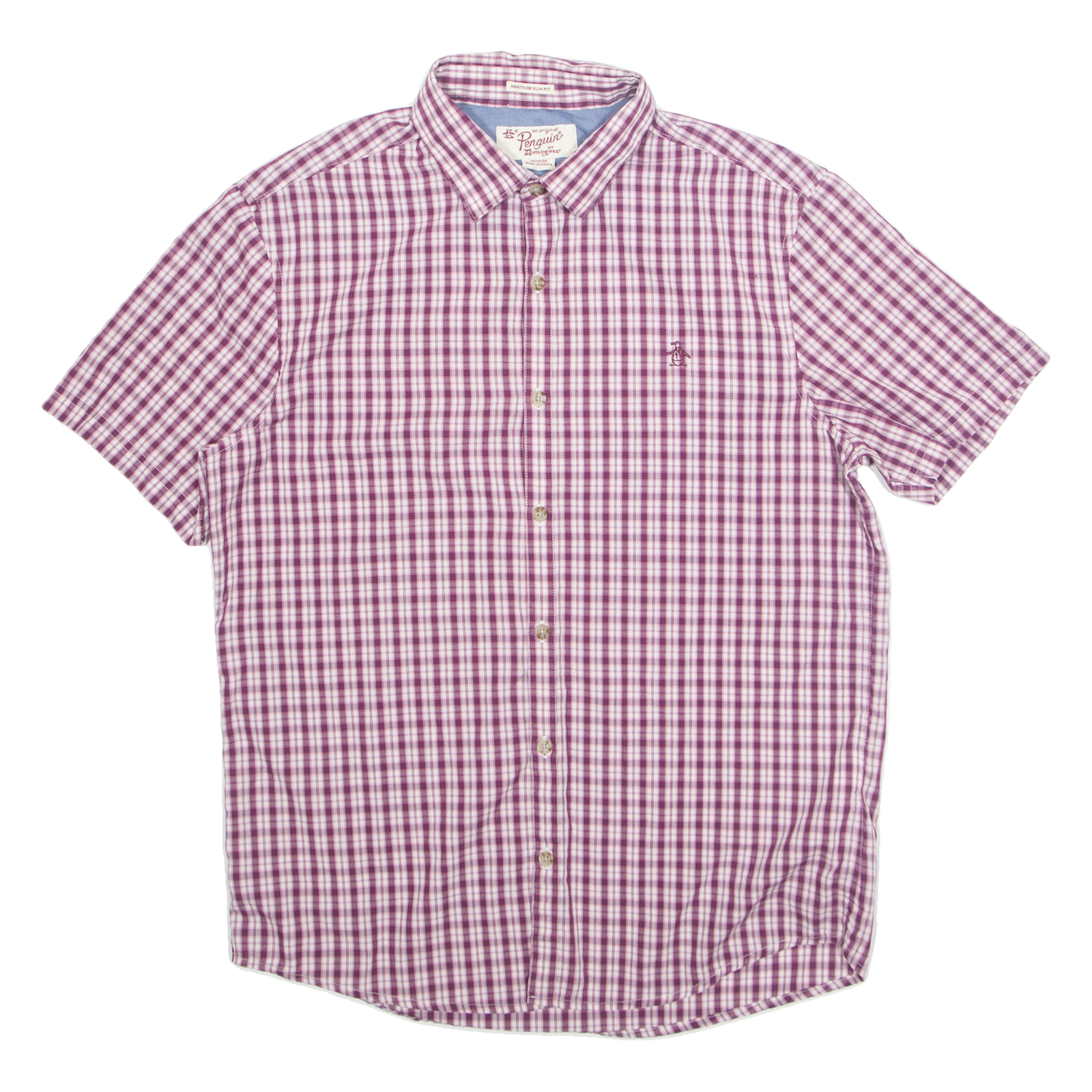 ORIGINAL PENGUIN Slim Fit Mens Shirt Red Check M Refurbished - N/A refurbished available on Cerqular