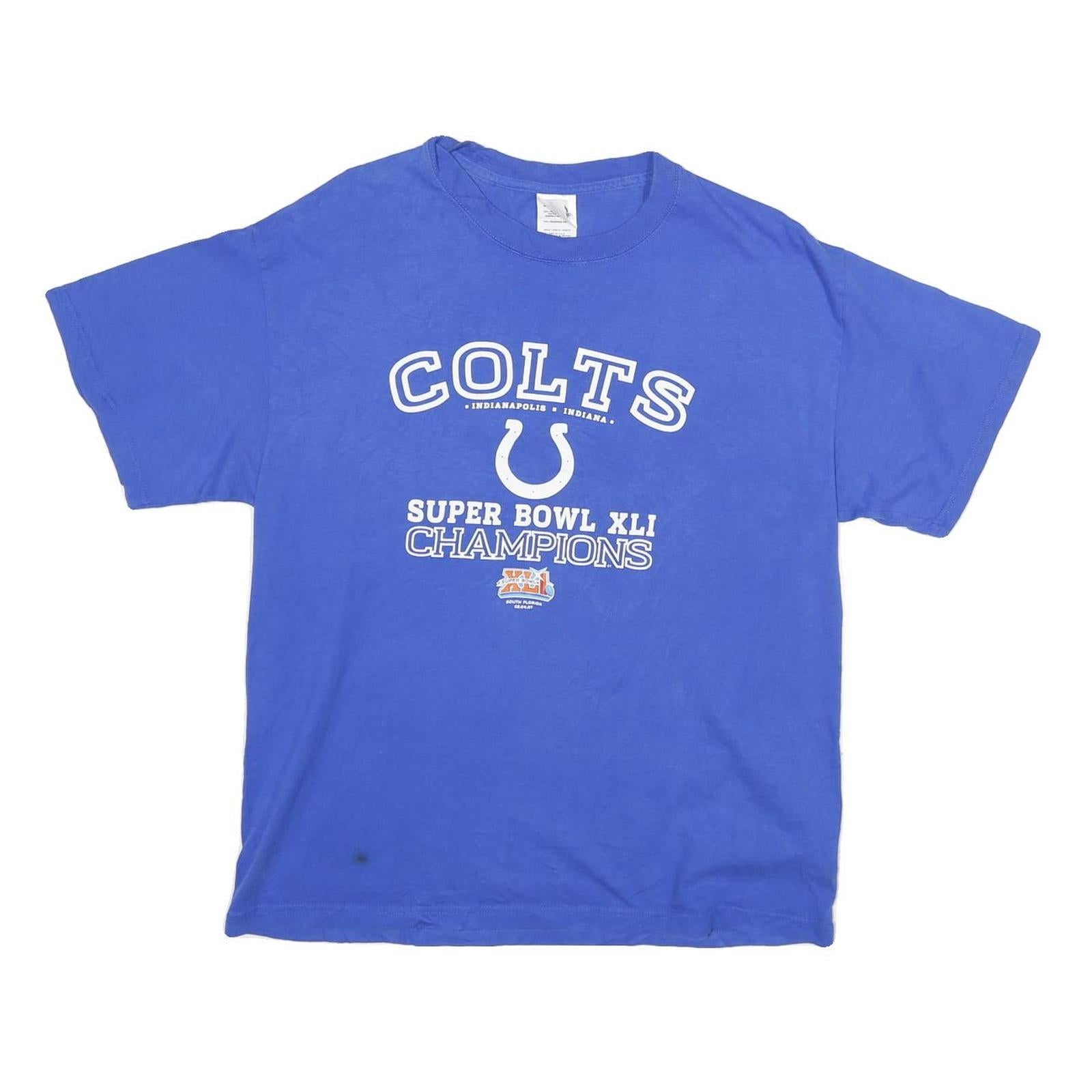 DELTA Mens Blue Colts Super Bowl XLI Champions Graphic T-Shirt L Crew Neck Short Refurbished - N/A refurbished available on Cerqular