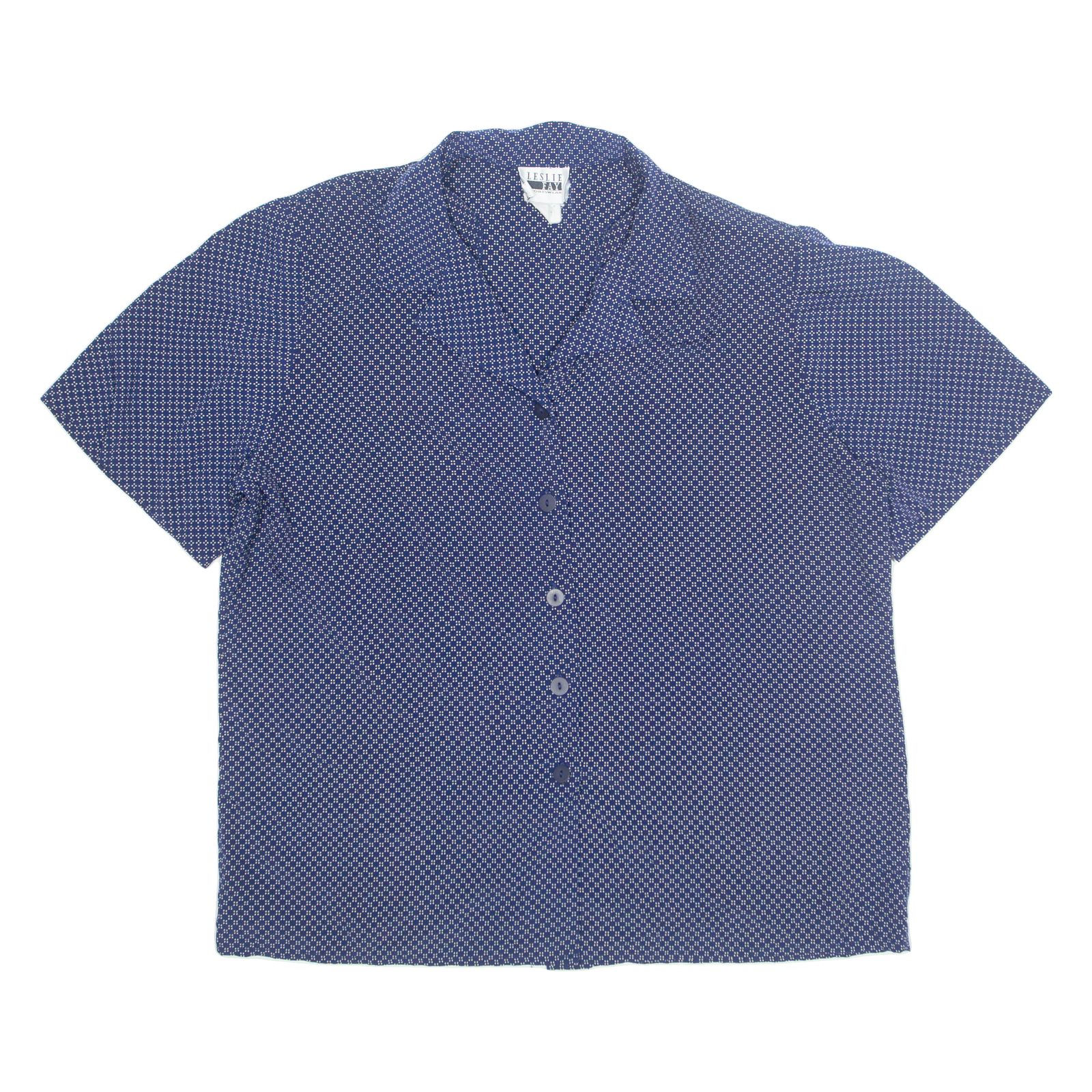 LESLIE FAY Womens Printed Shirt Blue Collared Polka Dot L Refurbished - N/A refurbished available on Cerqular