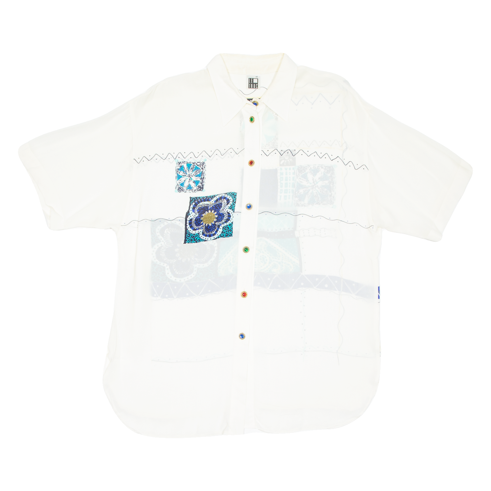 LE TRUC Womens Shirt Blue Crazy Pattern XL Refurbished - N/A refurbished available on Cerqular