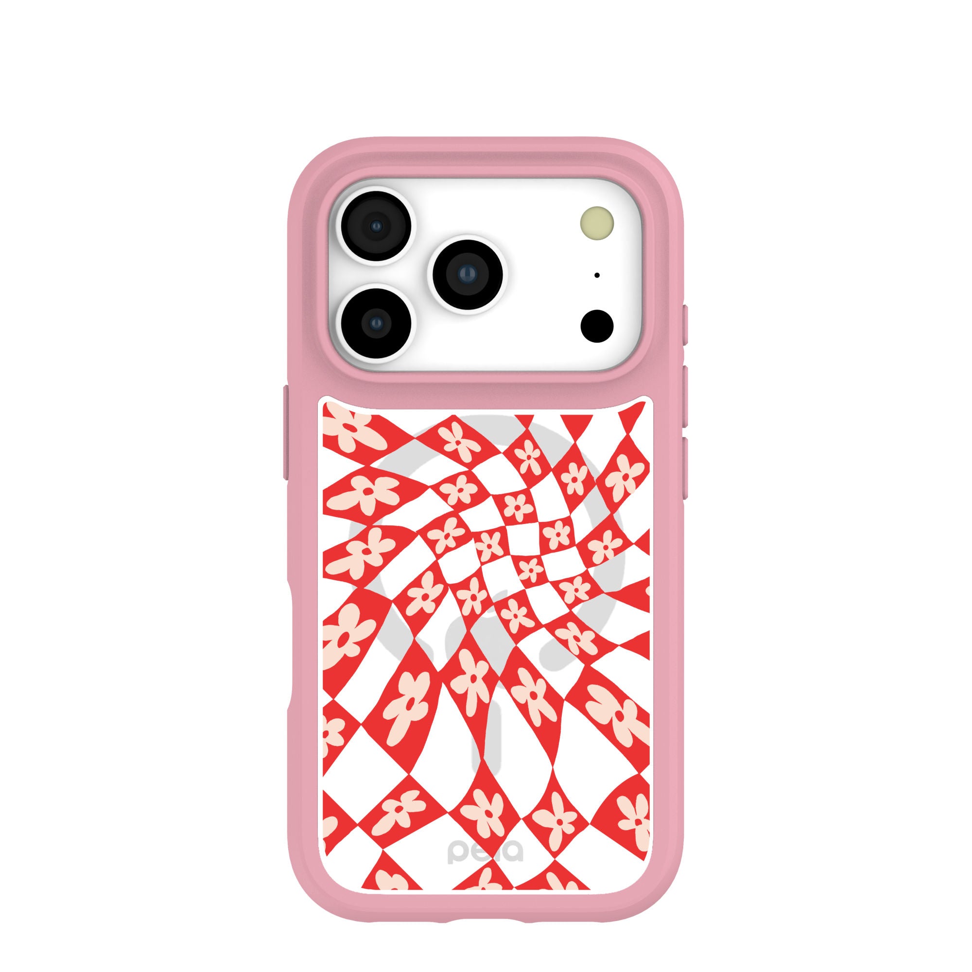 Clear Funky Fleurs iPhone 17 Pro Case With Petal Pink Ridge (MagSafe included) Refurbished - Pela Case refurbished available on Cerqular