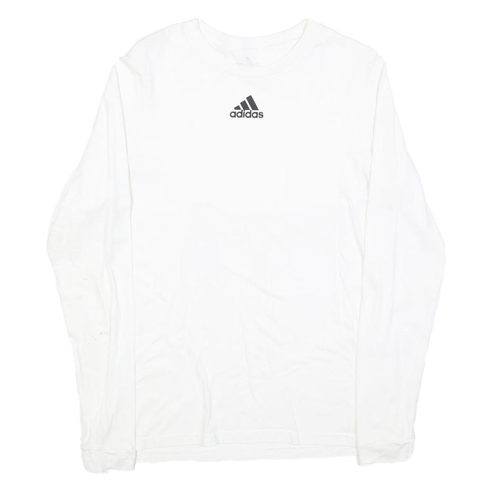 ADIDAS Mens White Athletic Long Sleeve Crew Neck Cotton Blend T-Shirt M Refurbished - N/A refurbished available on Cerqular