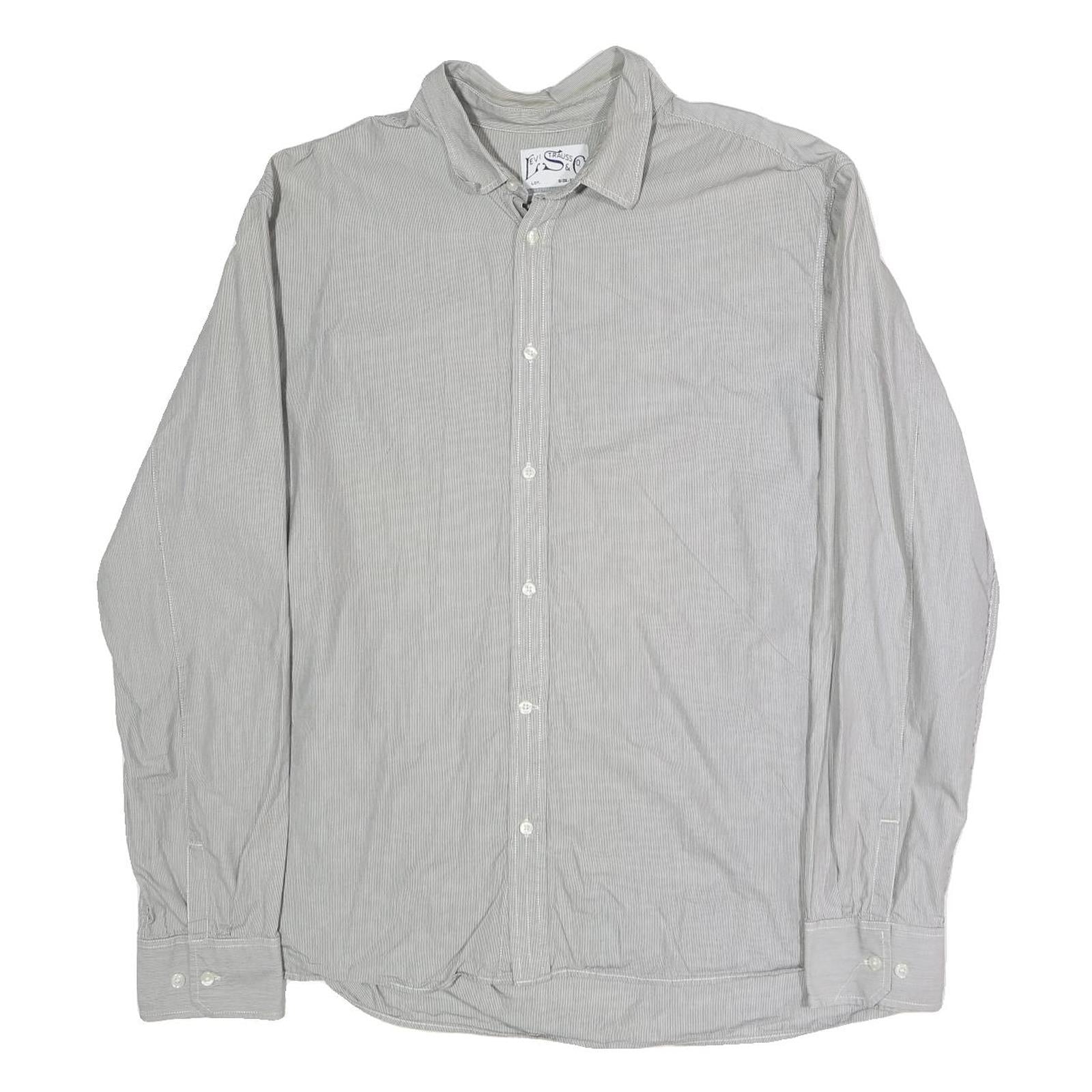 LEVI'S Mens Grey & White Cotton Blend Casual Shirt 2XL Long Sleeve Button Refurbished - N/A refurbished available on Cerqular