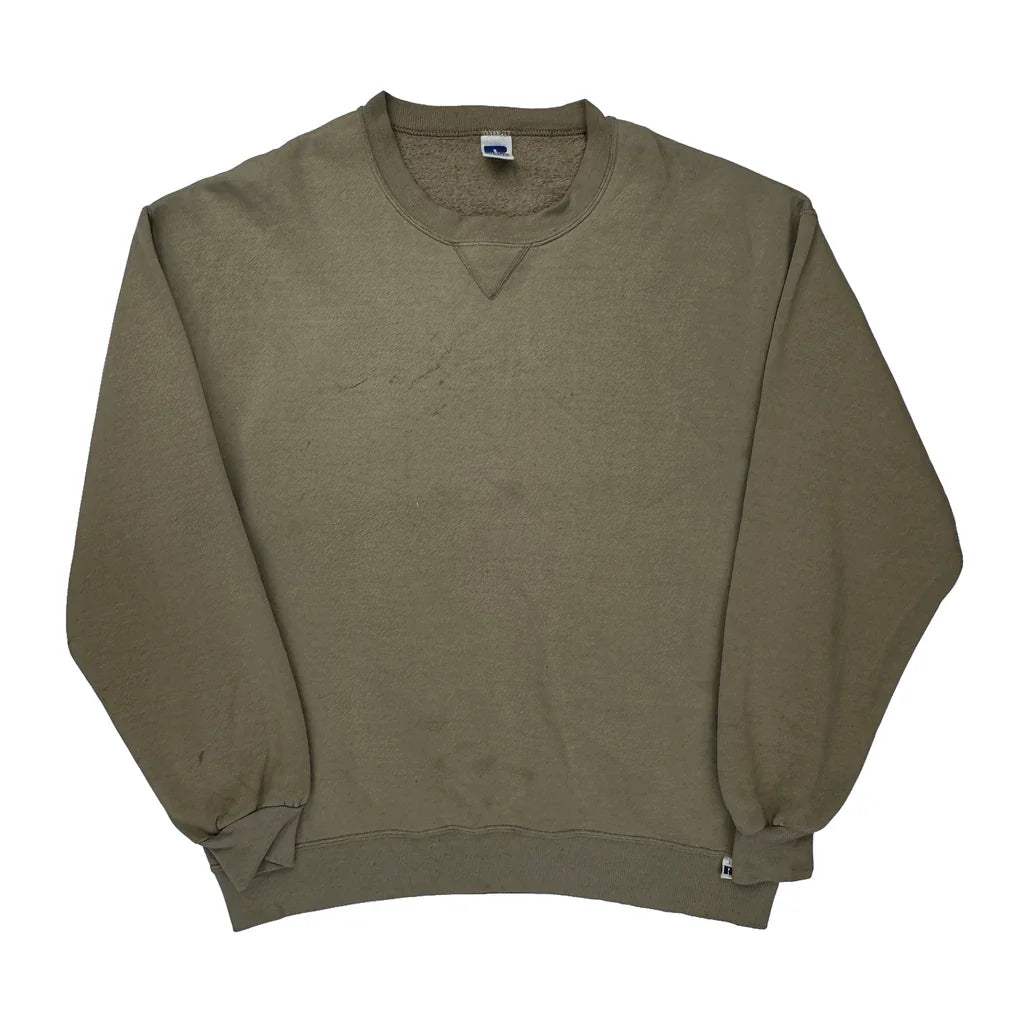 Buy Russell Athletic Sweatshirt - XL Khaki Cotton Refurbished - $26.79 Russell Athletic Sweatshirt - XL Khaki Cotton Refurbished - Thrifted (note: this is a term often used to describe second- refurbished available on Cerqular