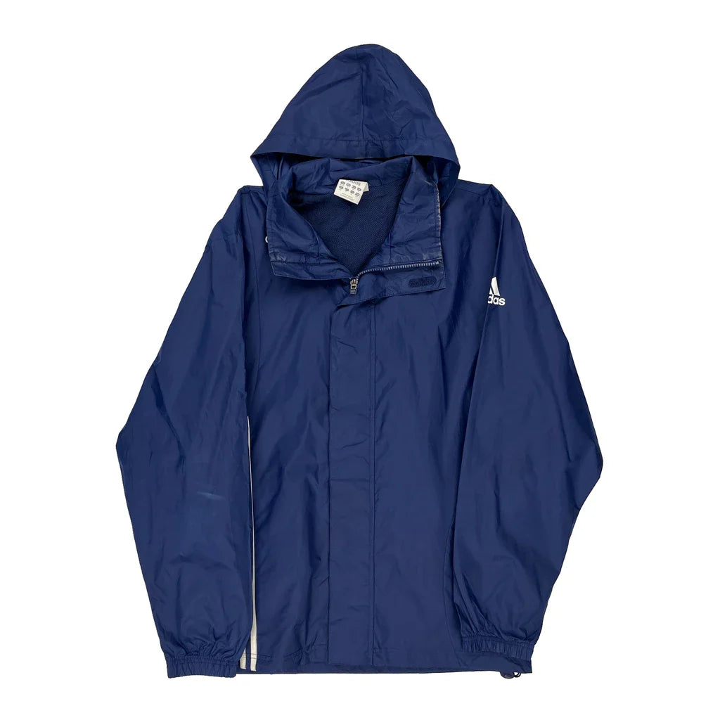 Adidas Jacket - Small Blue Nylon Refurbished - Thrifted (note: this is a term often used to describe second- refurbished available on Cerqular