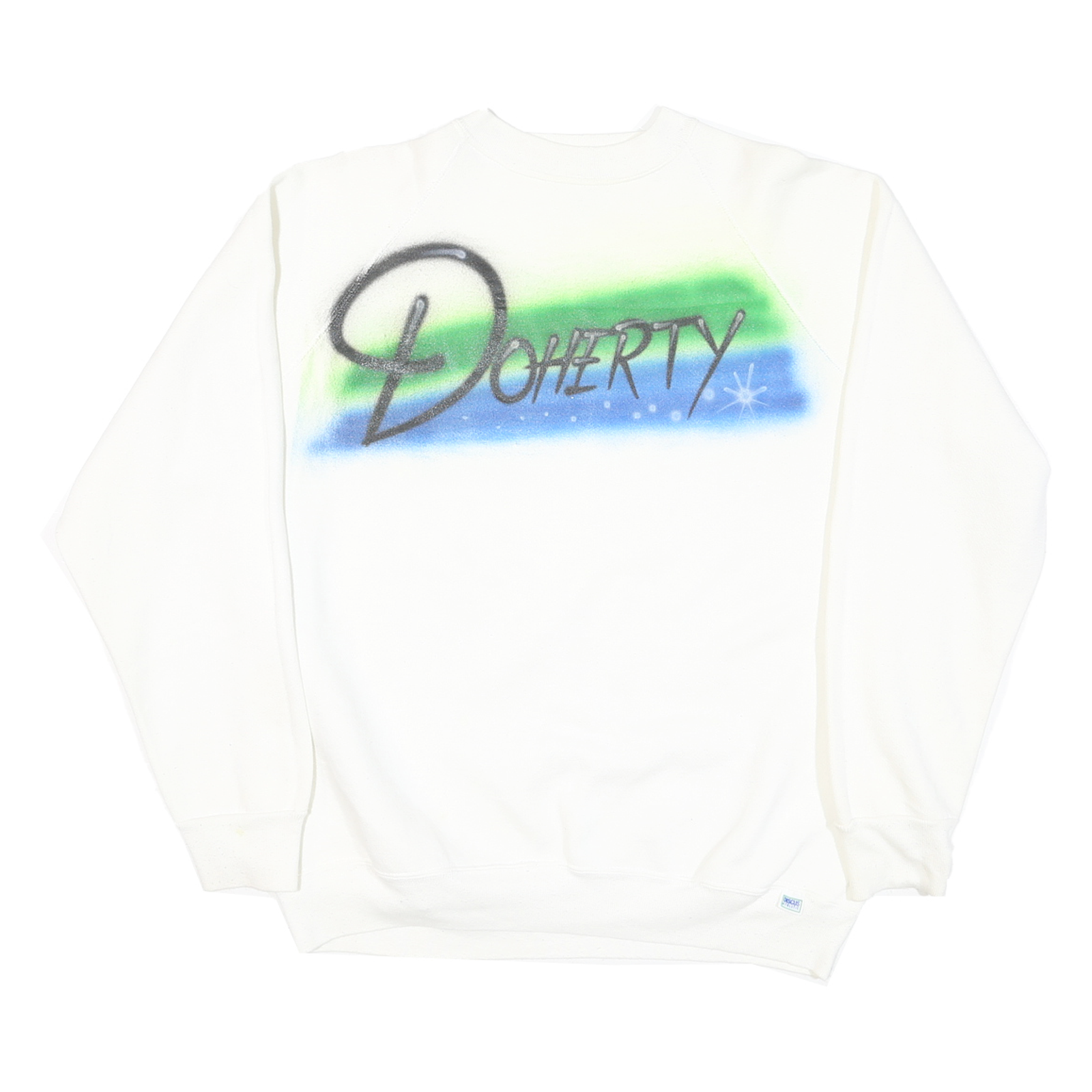 DISCUS Mens White Crew Neck L Doherty Jennifer Airbrush Graphic Sweatshirt Refurbished - N/A refurbished available on Cerqular