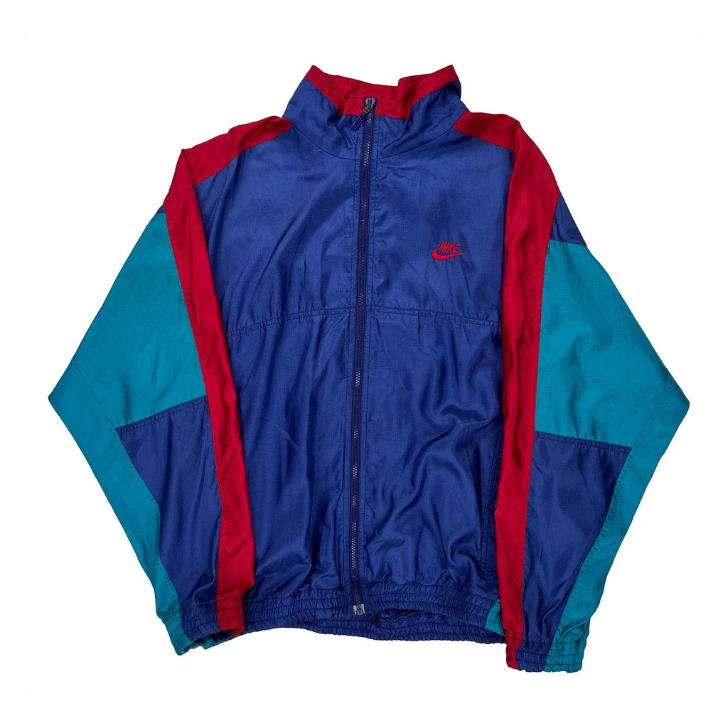 Nike Windbreaker - Medium Blue Nylon Refurbished - Thrifted (note: this is a term often used to describe second- refurbished available on Cerqular