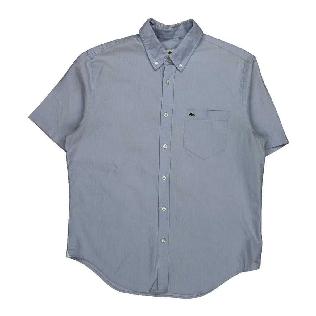 Lacoste Short Sleeve Shirt - Medium Blue Cotton Refurbished - Thrifted (note: this is a term often used to describe second- refurbished available on Cerqular