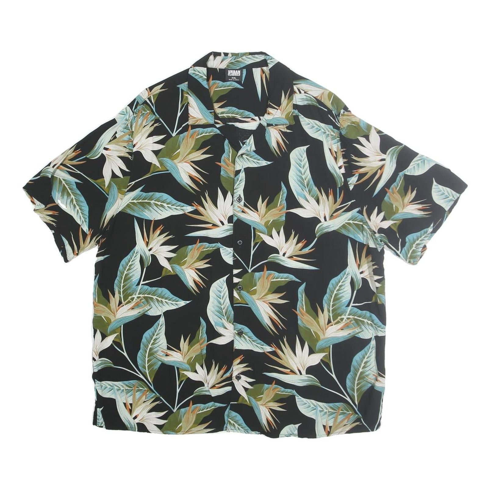 URBAN CLASSICS Mens Black & Multi Floral Shirt 2XL Summer Pattern Cotton Casual Refurbished - N/A refurbished available on Cerqular