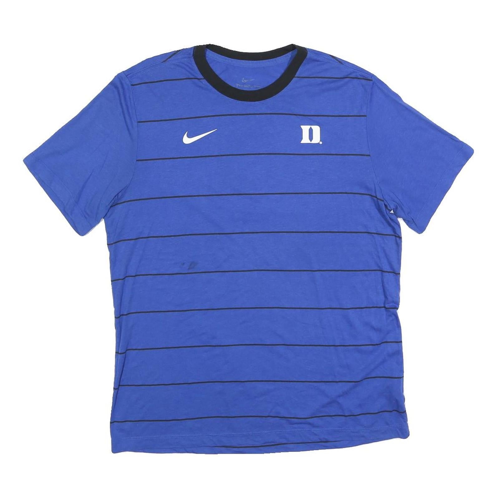 NIKE Mens Blue & Black Striped Graphic T-Shirt L Short Sleeve Crew Neck Refurbished - N/A refurbished available on Cerqular