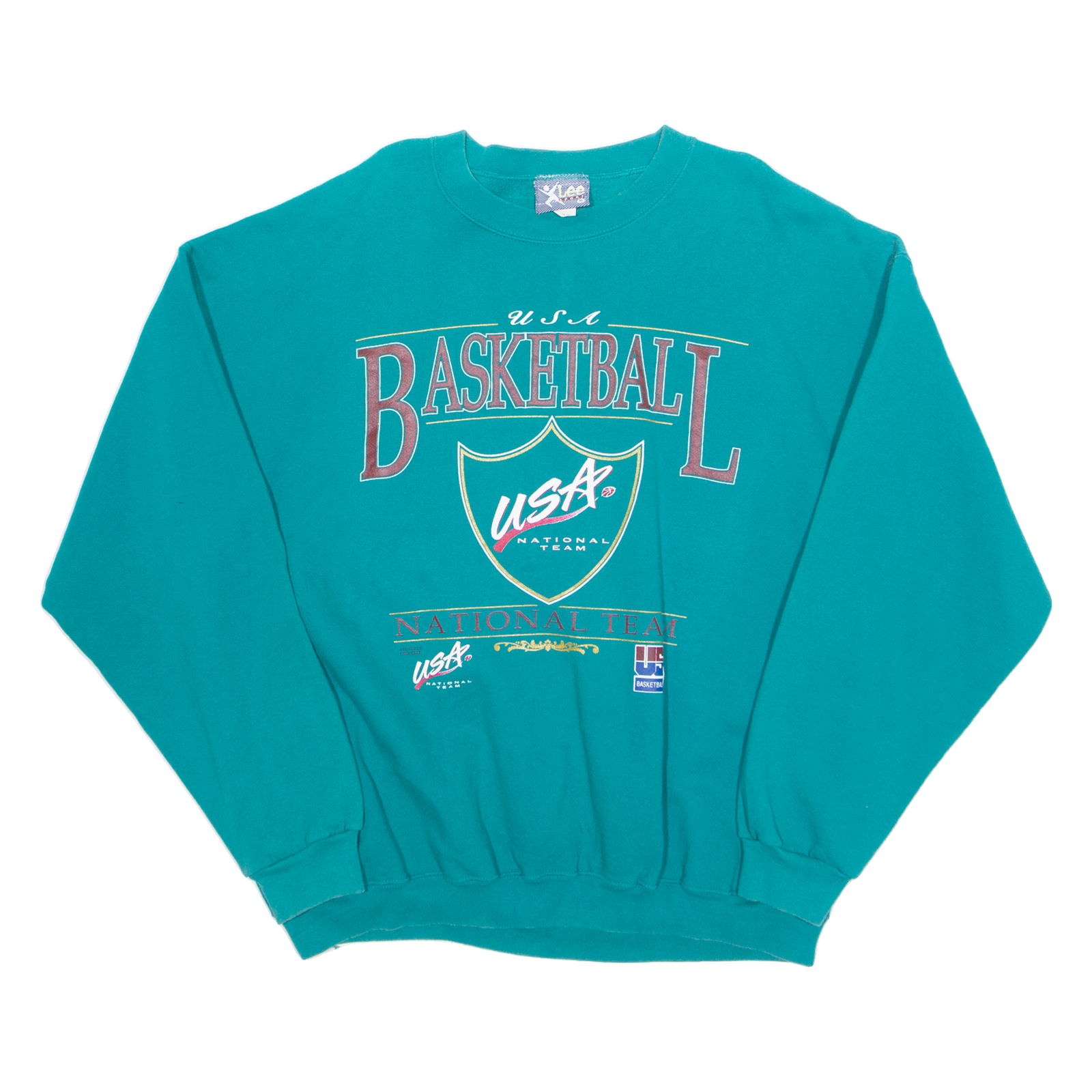 LEE USA BASKETBALL NATIONAL TEAM Mens Sweatshirt Green 90s USA XL Refurbished - N/A refurbished available on Cerqular