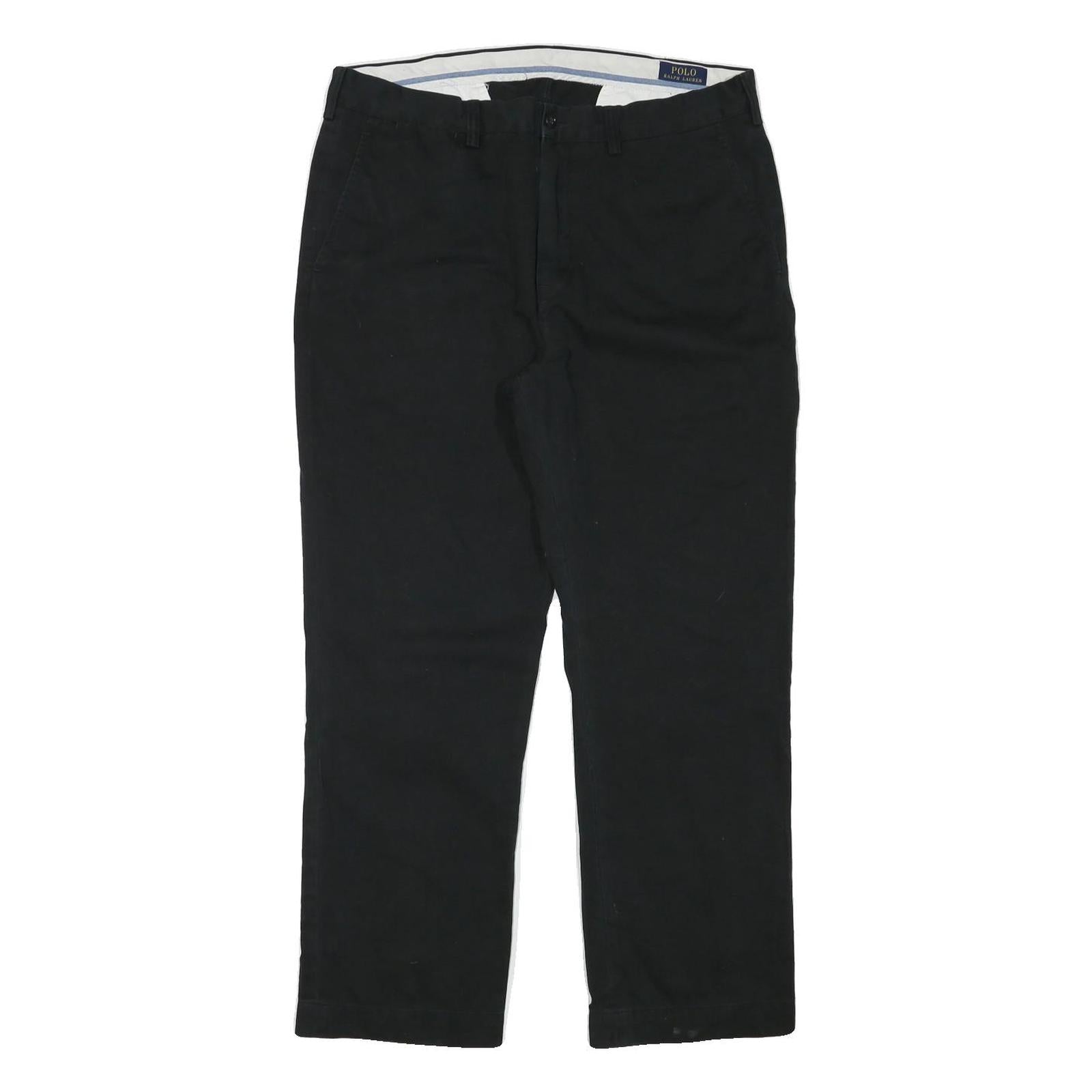 POLO RALPH LAUREN Mens Cotton Blend Black Regular Straight Trousers W35 L28 Refurbished - N/A refurbished available on Cerqular