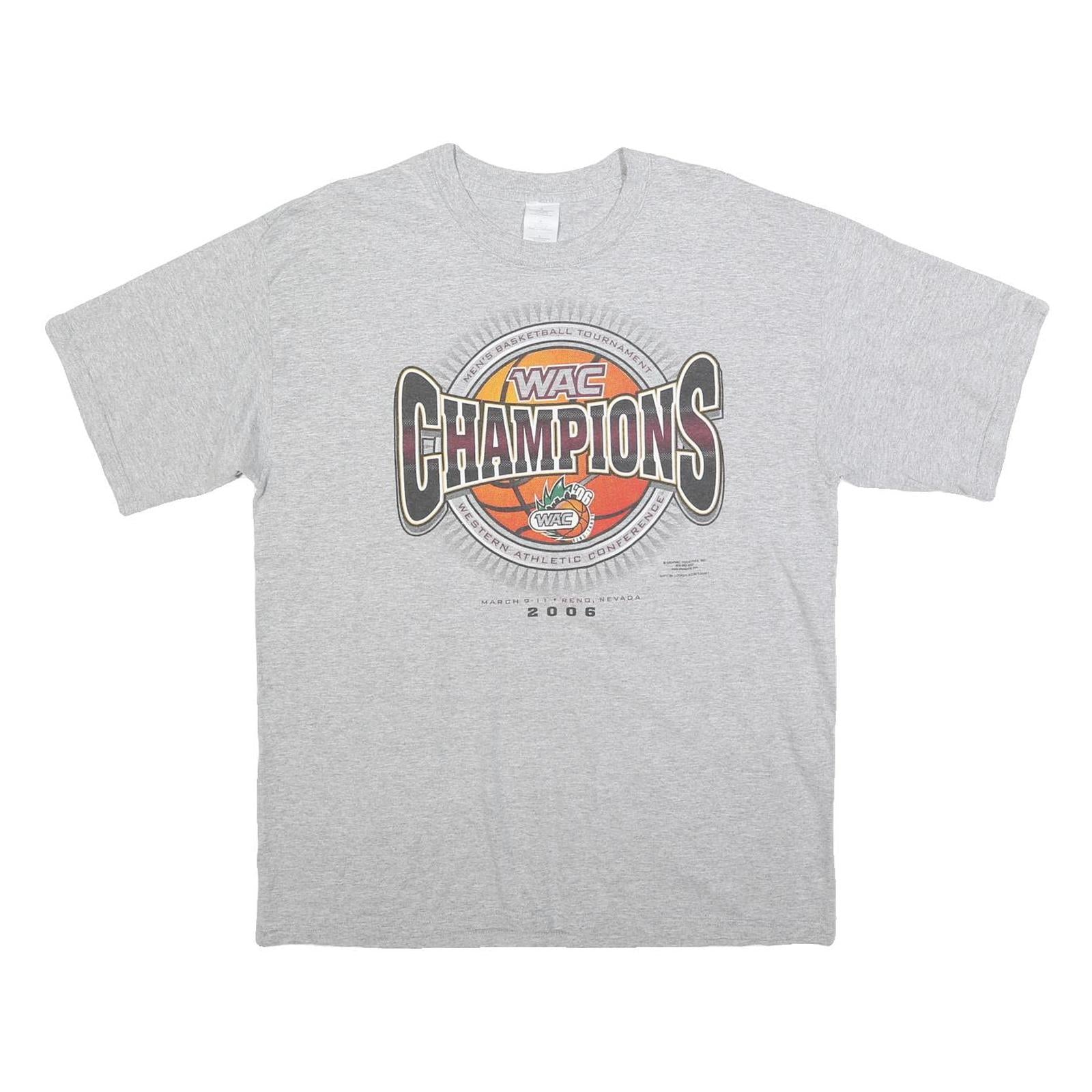 Mens Grey WAC Champions Basketball Tournament Cotton Blend T-Shirt L Crew Neck Refurbished - N/A refurbished available on Cerqular