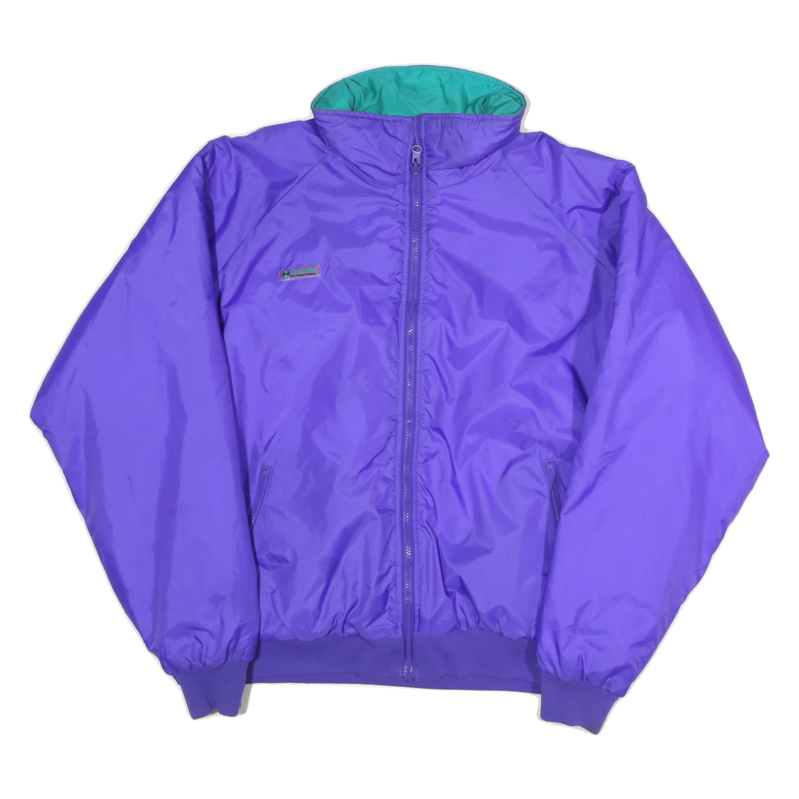 COLUMBIA Mens Purple Teal Reversible Jacket M Polyester Zip Plain Casual Refurbished - N/A refurbished available on Cerqular