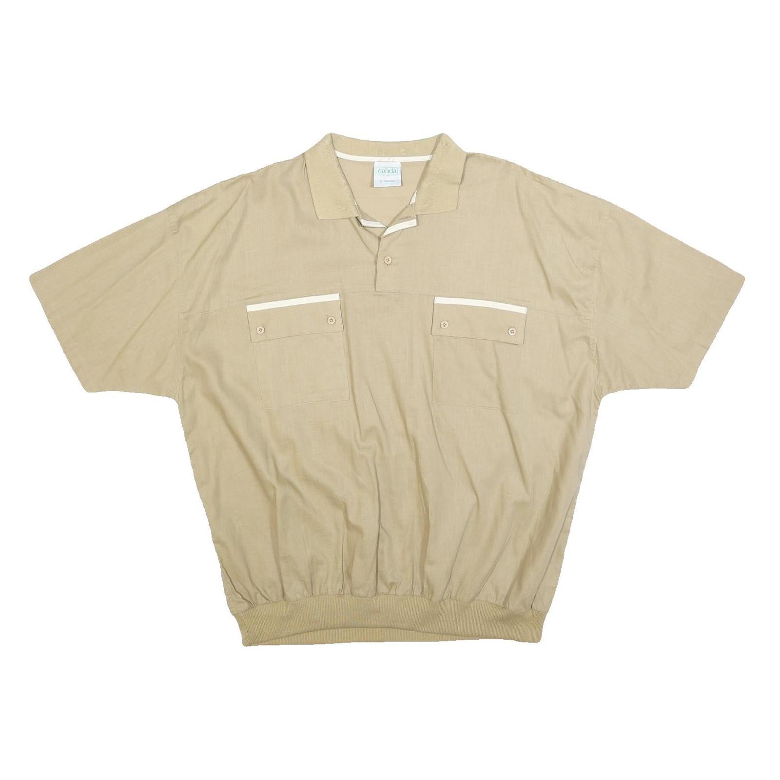 CANDA Mens Beige Short Sleeve Plain XL Cotton Blend Polo Shirt Casual Relaxed Refurbished - N/A refurbished available on Cerqular