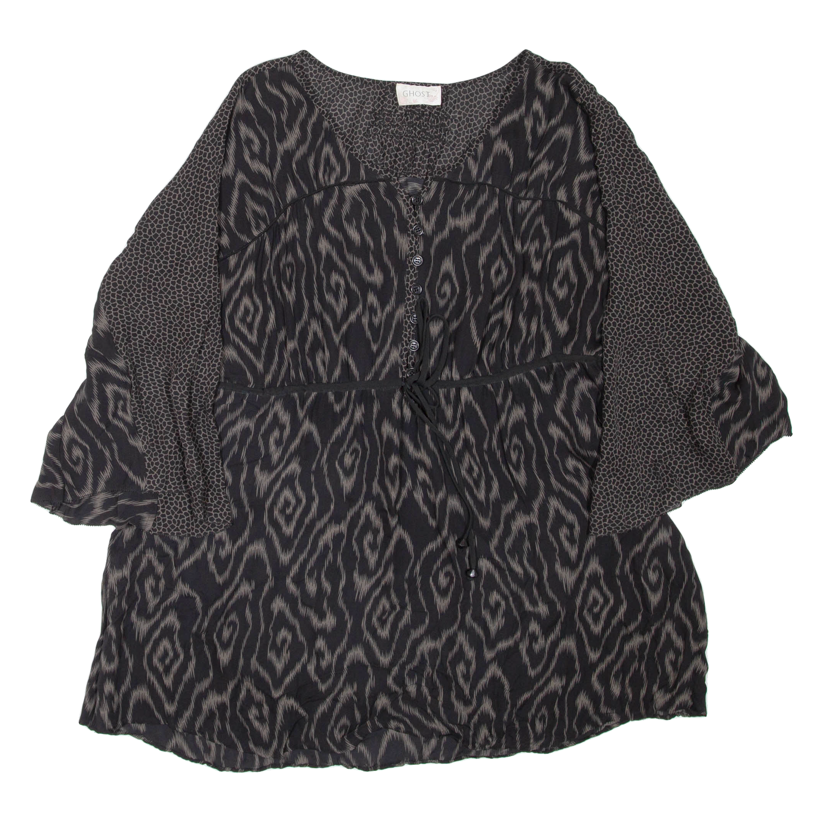 GHOST Womens Printed Blouse Black Crazy Pattern L Refurbished - N/A refurbished available on Cerqular