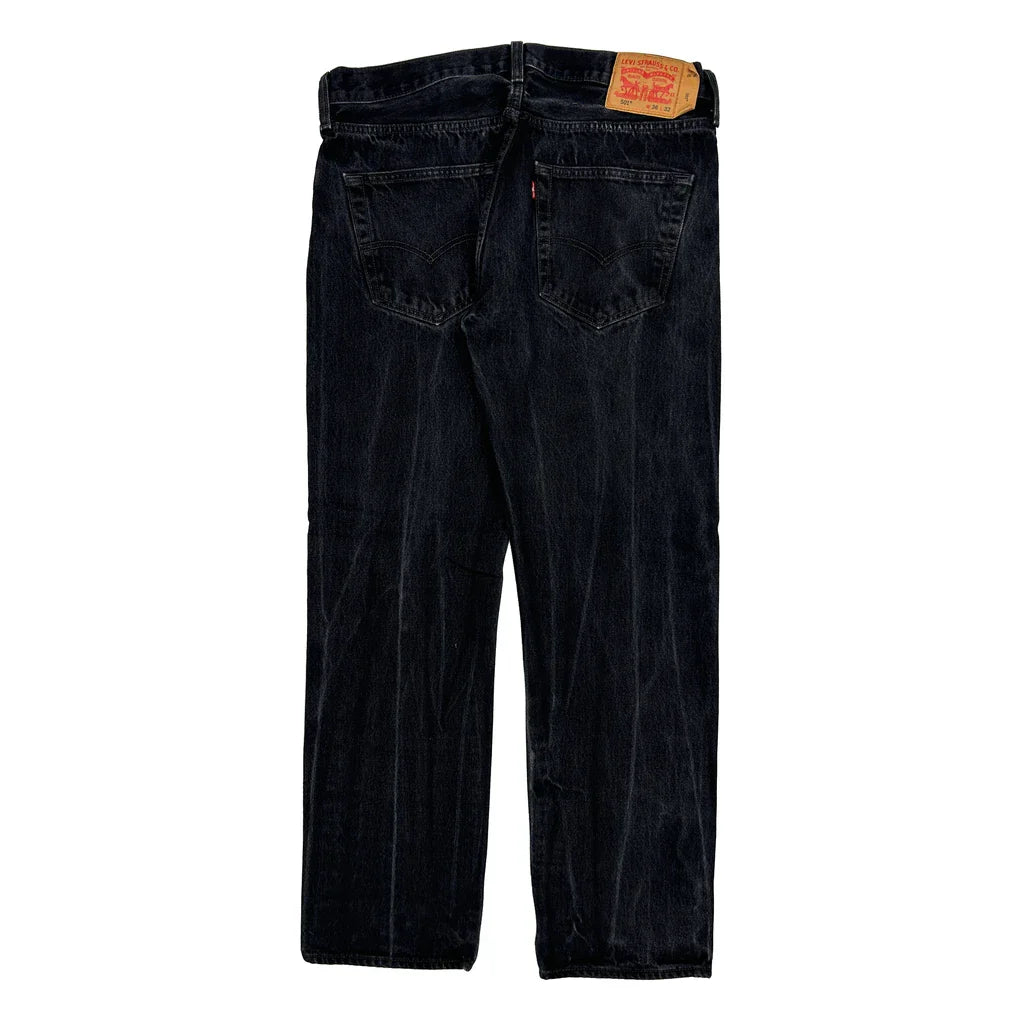 501 Levis Jeans - 36W 30L Black Cotton Refurbished - Thrifted (note: this is a term often used to describe second- refurbished available on Cerqular