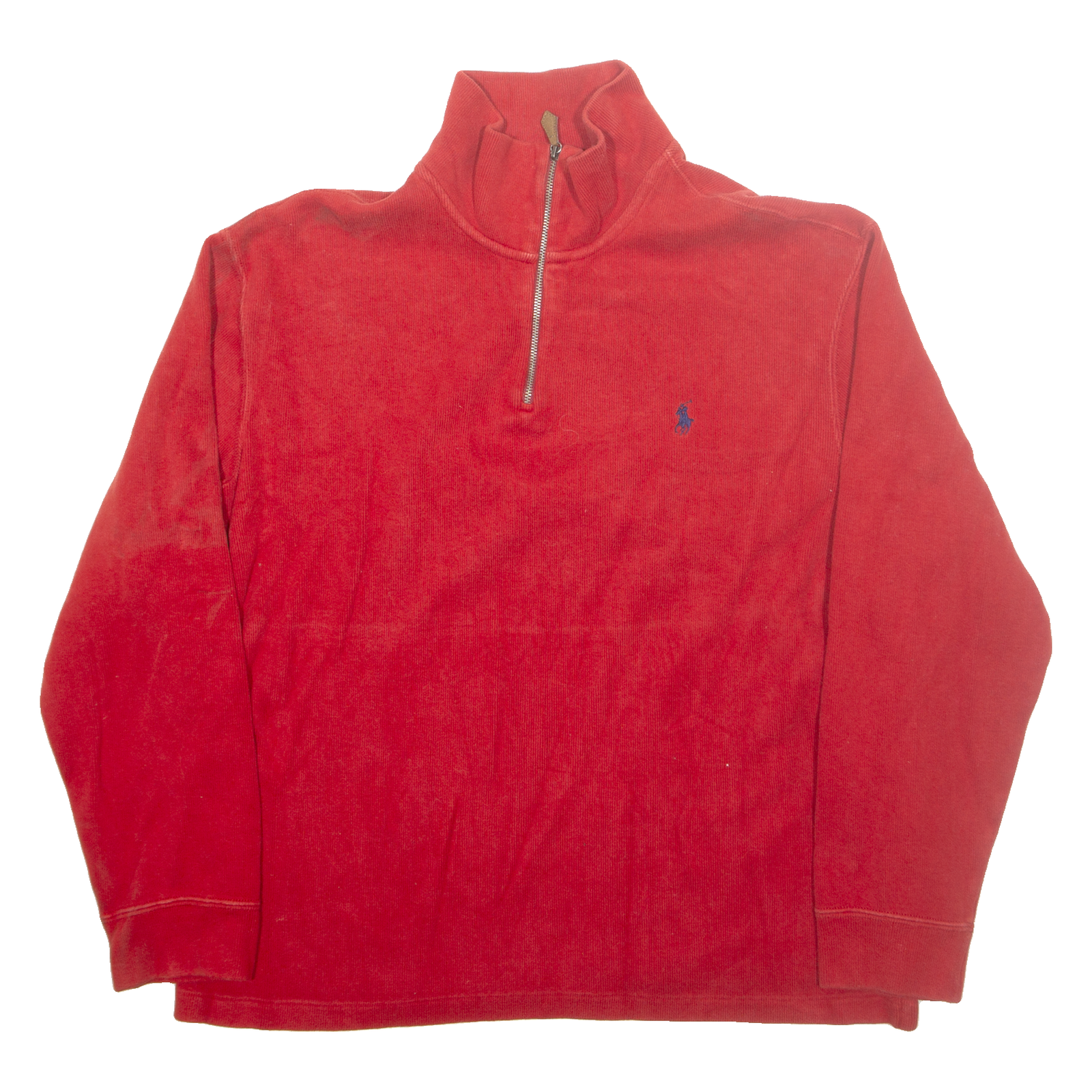 POLO RALPH LAUREN Mens Jumper Red 1/4 Zip Tight Knit XL Refurbished - N/A refurbished available on Cerqular