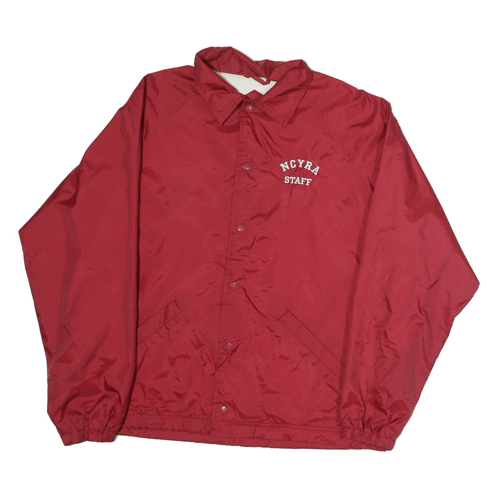 SPORTTEK Mens Red Polyester Button Jacket L Plain Lightweight Coaches Staff Refurbished - N/A refurbished available on Cerqular