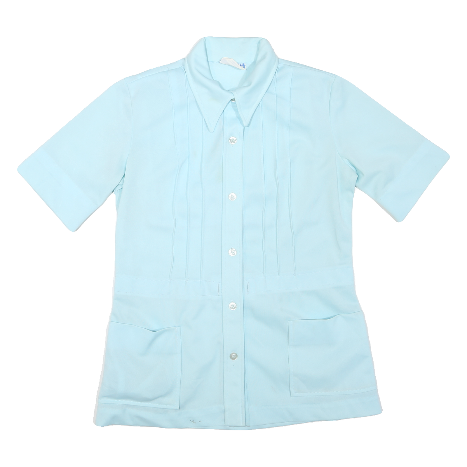 WHITE SISTER Womens Light Blue Basic Shirt Short Sleeve Point Collar M Summer Refurbished - N/A refurbished available on Cerqular