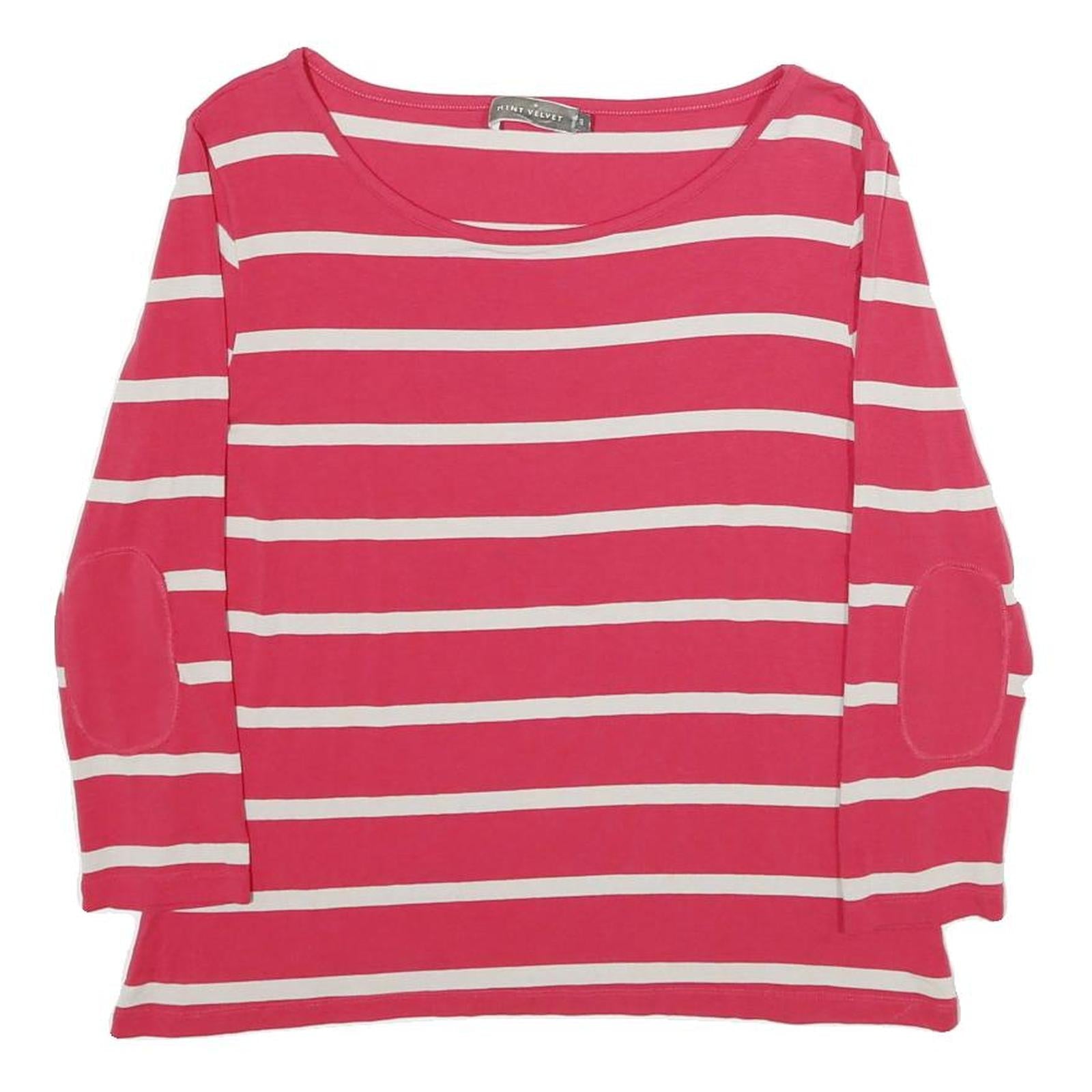MINT VELVET Womens Pink & White Striped Top Long Sleeve Round Neck UK 18 Refurbished - N/A refurbished available on Cerqular